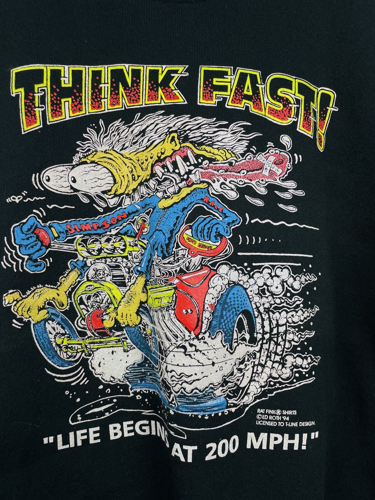 Vintage Vintage 90s Rat Fink Think Fast! Ed Roth design sweatshirt Size US L / EU 52-54 / 3 - 4 Thumbnail