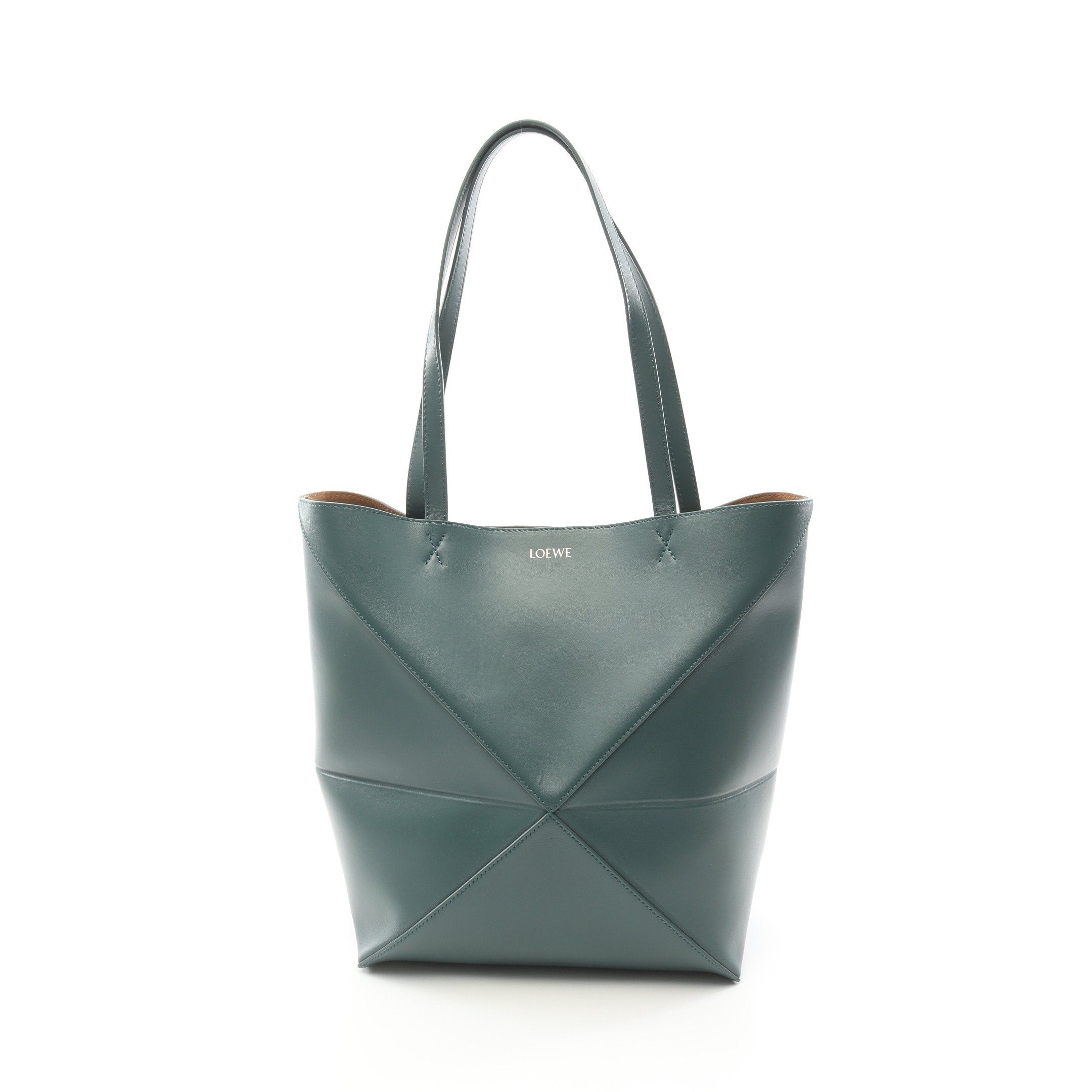 Loewe Puzzle Tote Medium Shoulder Bag Leather Green, Women's