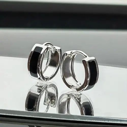 Japanese Brand 925 Silver Plated Small Hoop Earrings for Men Women Size ONE SIZE - 3 Thumbnail