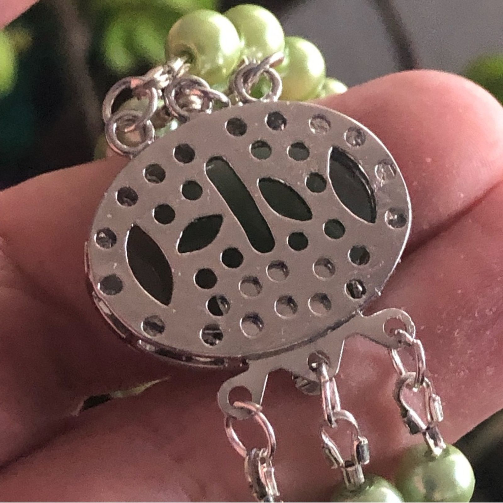Handmade Handcrafted triple strand glass Pearl aventurine neckla Size ONE SIZE - 8 Thumbnail