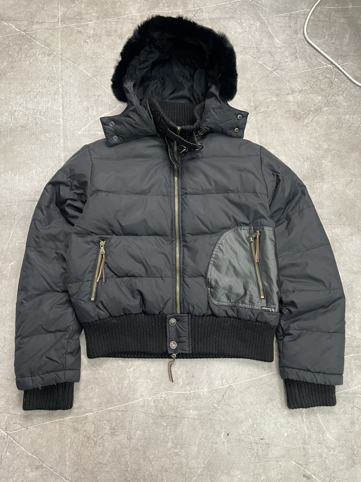 Rare Fur Down Black Jacket archive 00s Archive Fur Jacket | Grailed