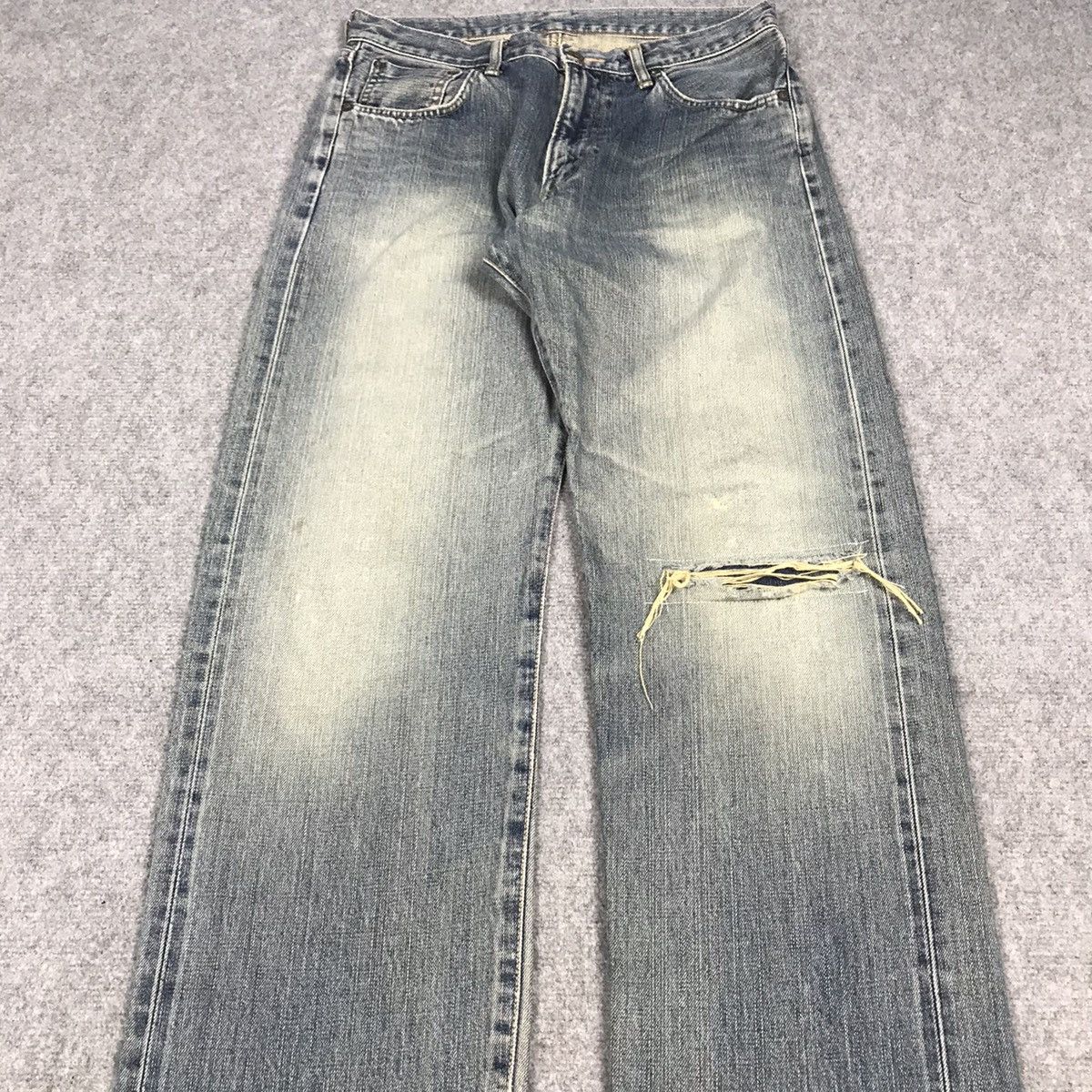 Japanese Brand BAGGY EDWIN SELVAGE DISTRESSED DENIM PANTS Size US 30 / EU 46 - 4 Thumbnail