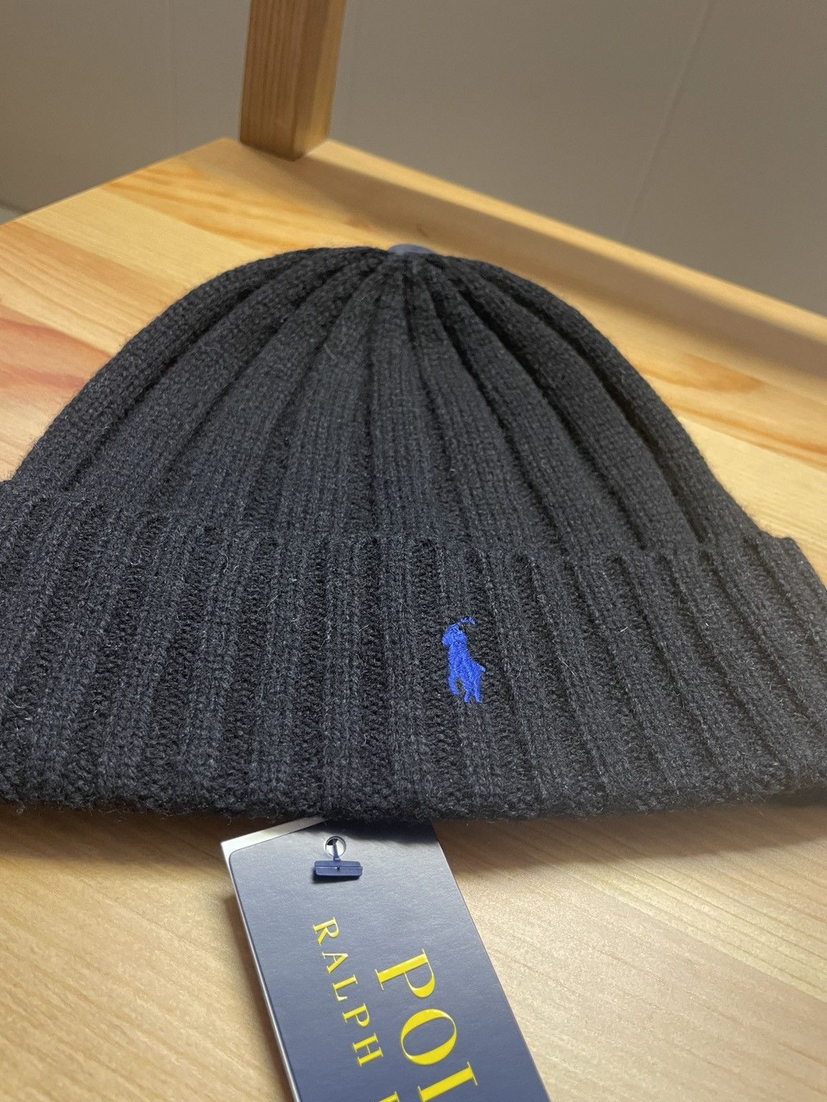 Polo Ralph Lauren Polo Ralph Lauren Beanie Black Hat RL Knit Blue Pony NWT Size ONE SIZE - 2 Thumbnail