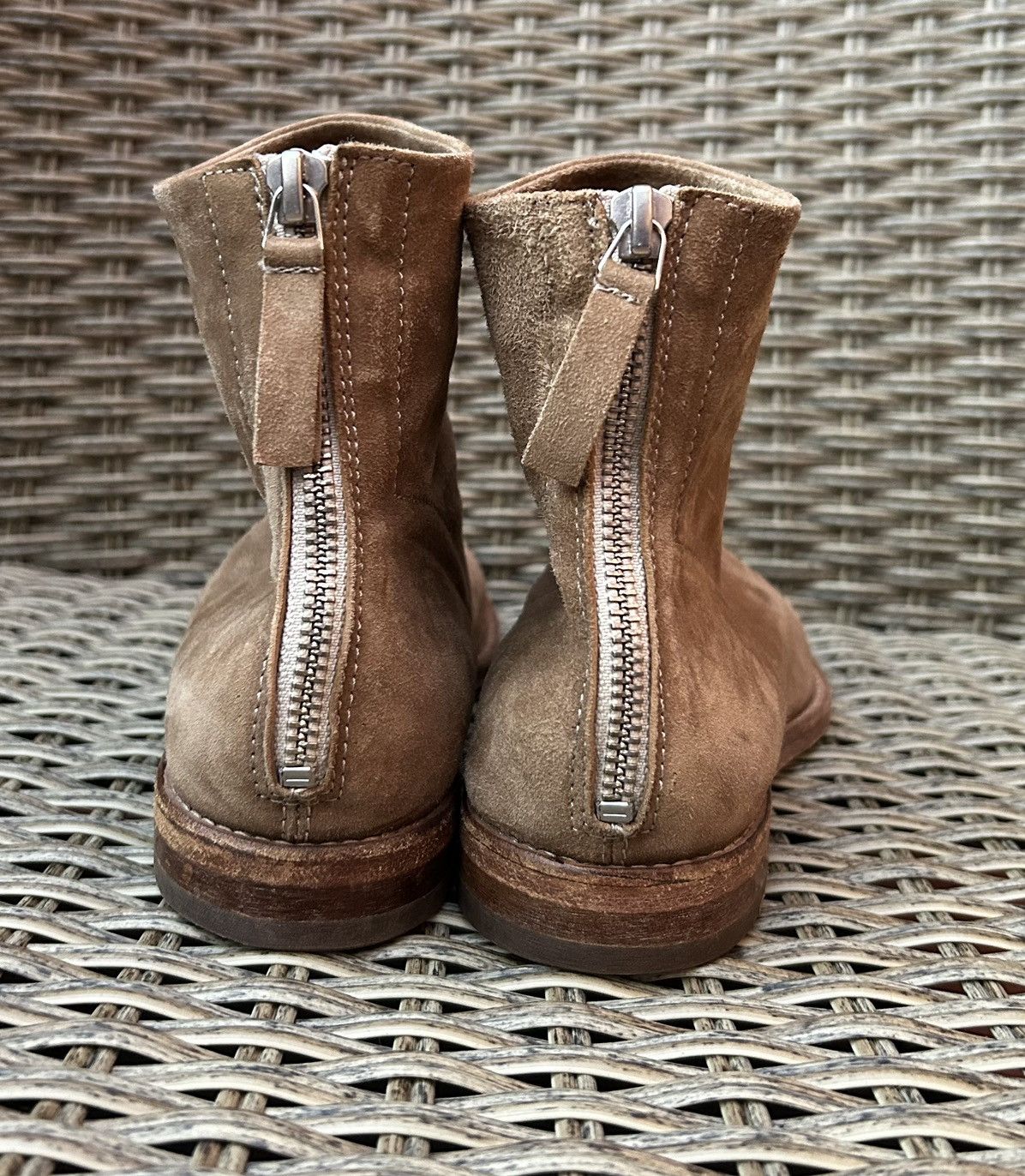 Handmade × MoMA MOMA Marrone Suede Zip Ankle Boots Beige Made In Italy Size US 8 / IT 38 - 2 Thumbnail