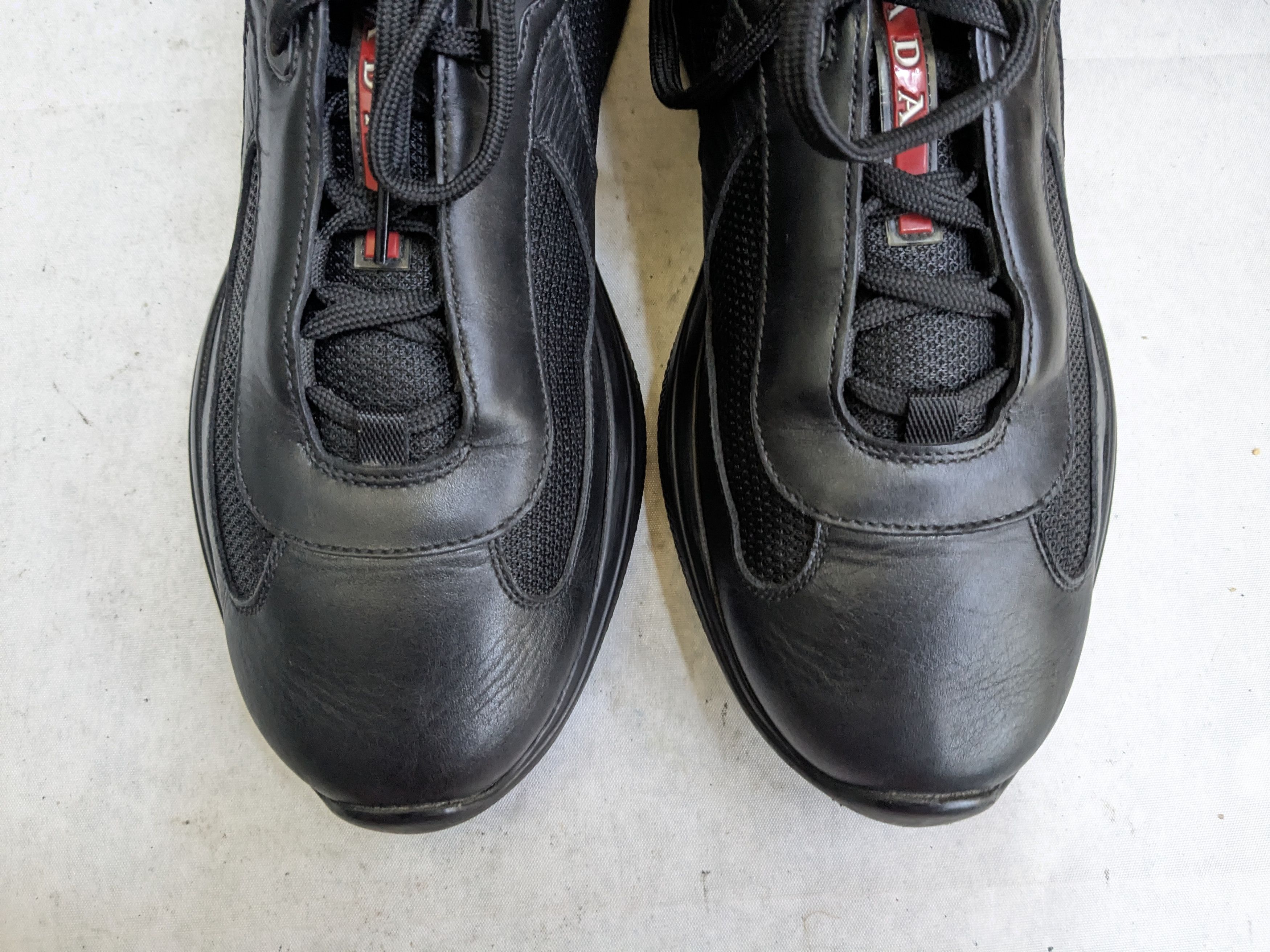 Prada Prada America's Cup Sneakers Black 9 Low Tops Leather Red Size US 9 / EU 42 - 2 Thumbnail