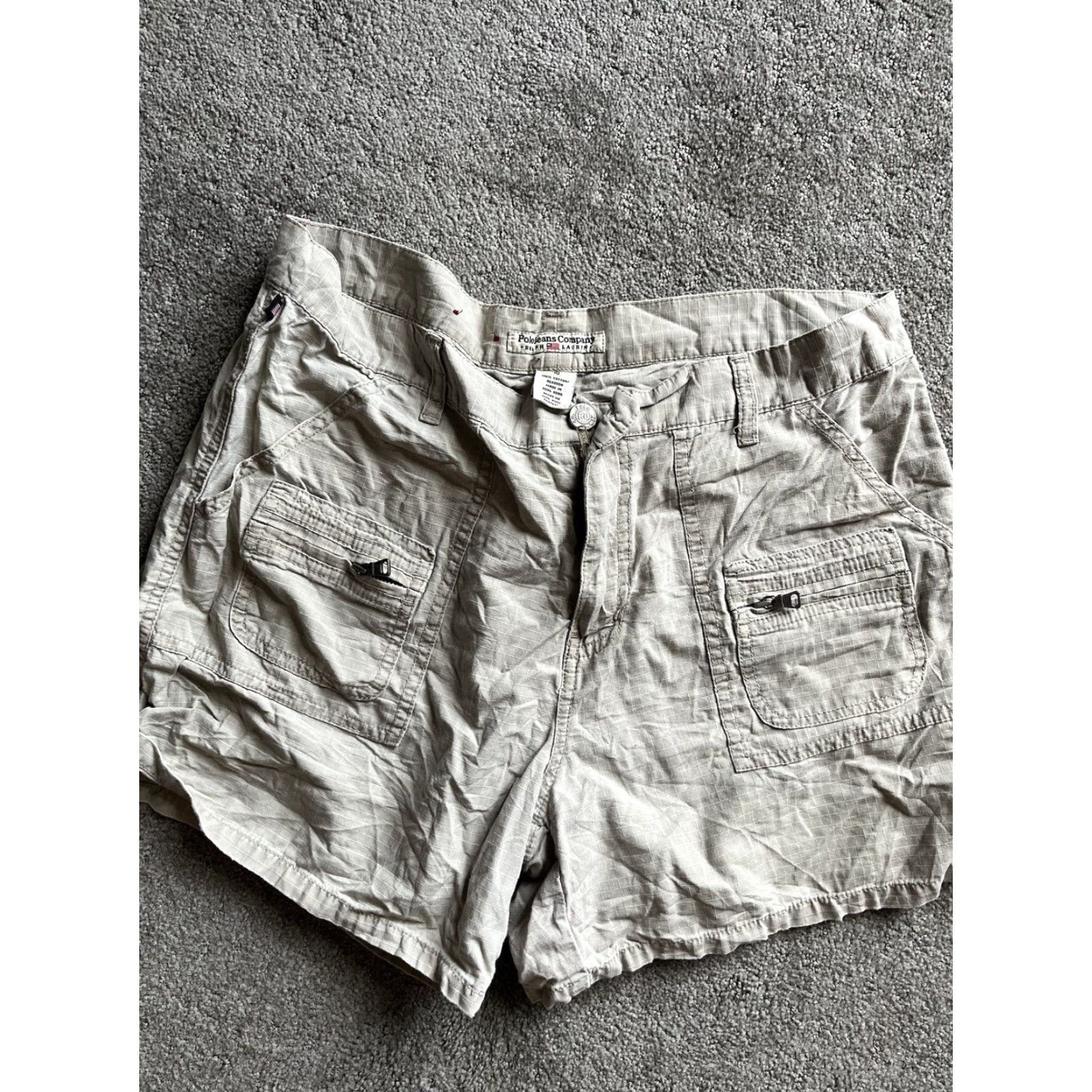 Ralph Lauren VINTAGE Ralph Lauren Polo Jeans Company Shorts Women's 10 Beige Cotton Zip Pockets 5-Pocket 4in Inseam 80s 90s USA Beach Size 32" / US 10 / IT 46 - 2 Thumbnail