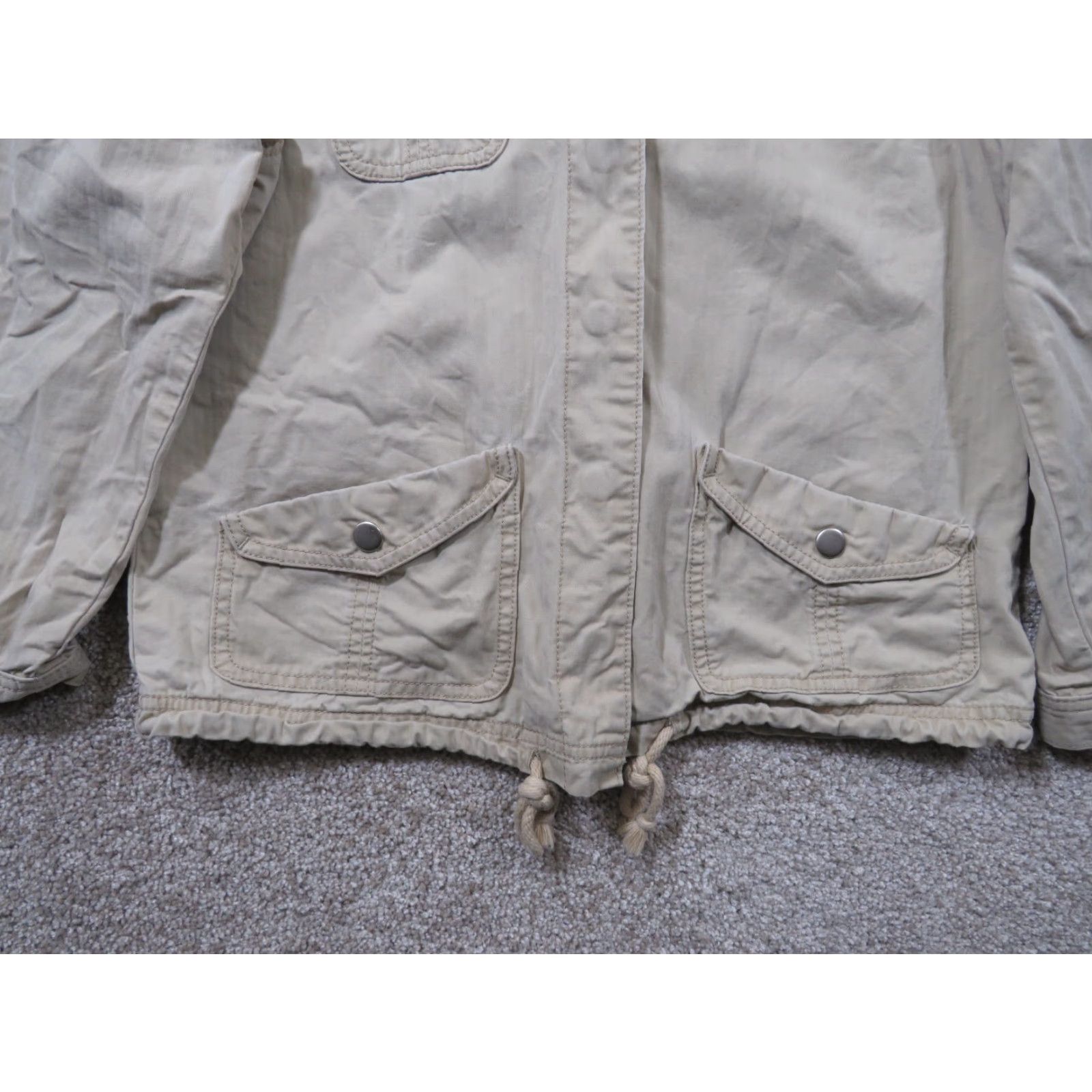Levi's Levi's Women's L Jacket Tan Beige Snap Front Lightweight Cotton Canvas Casual Long Sleeve Pockets Regular Fit Size L / US 10 / IT 46 - 2 Thumbnail