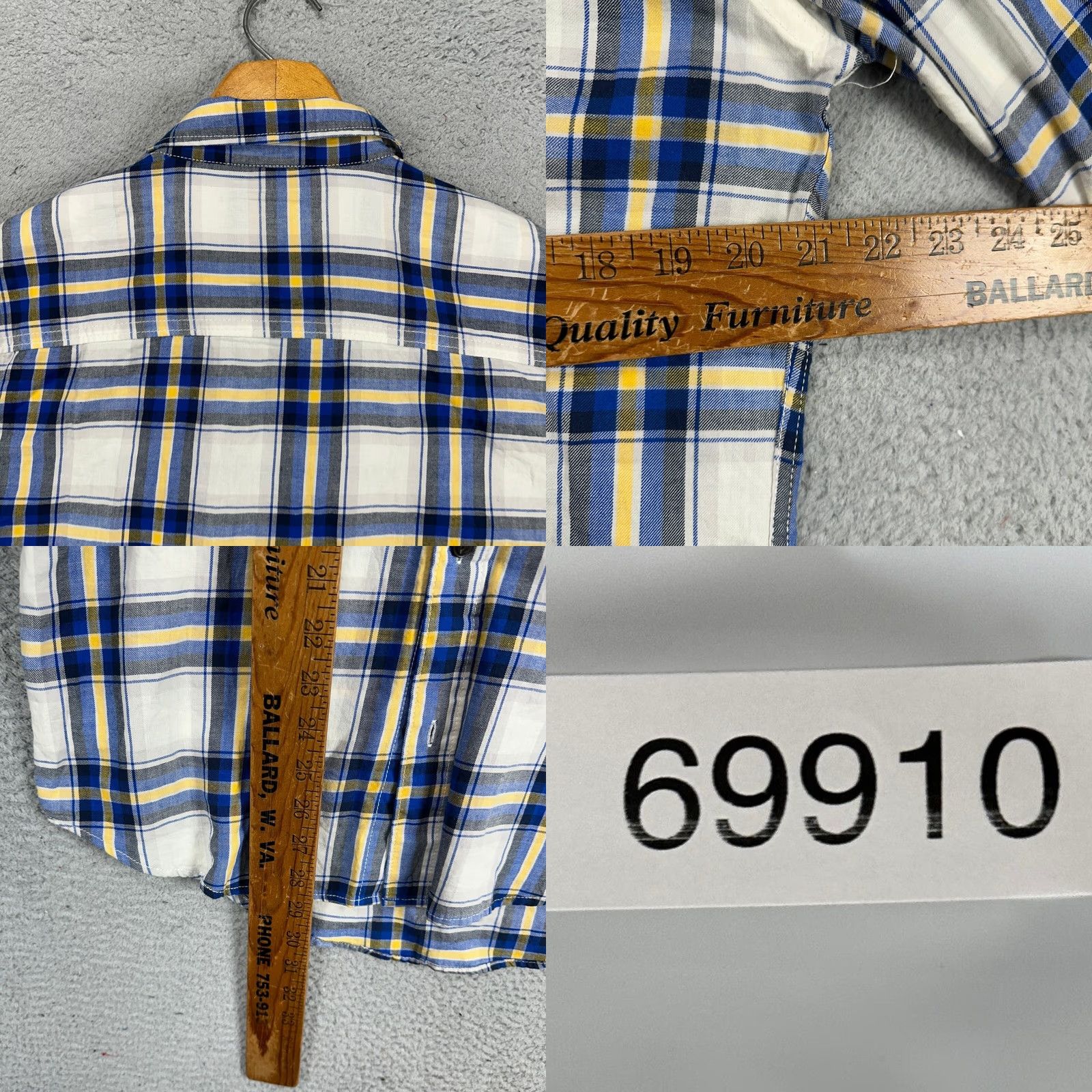Aeropostale AeroPost Aeropost Adult Mens Button-Up Shirt Medium Blue Yellow Plaid Long Sleeve NEW Size US M / EU 48-50 / 2 - 8 Thumbnail
