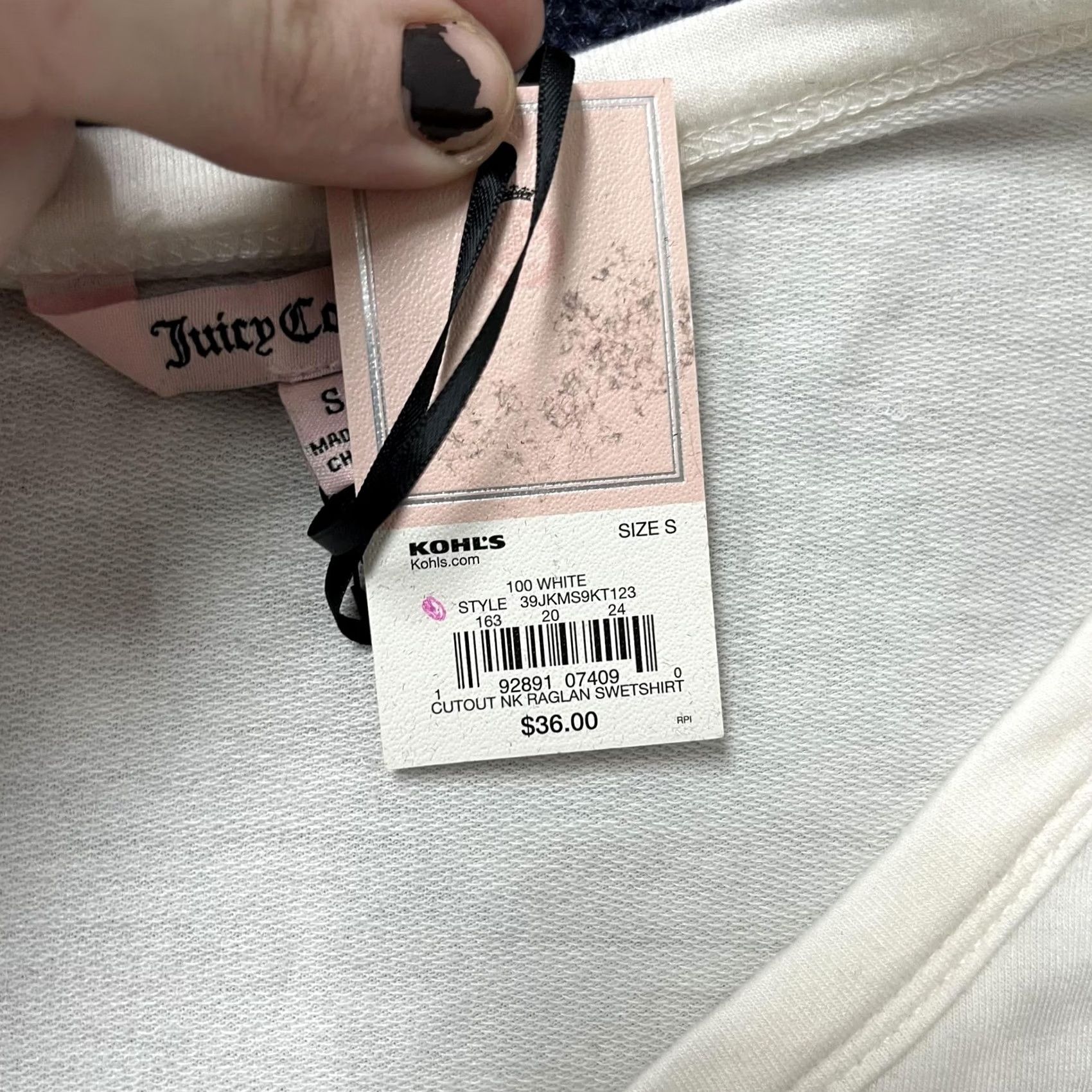 Juicy Couture Juicy Couture Shirt Womens Small White Crew Neck Raglan Long Sleeve Top Size S / US 4 / IT 40 - 3 Thumbnail