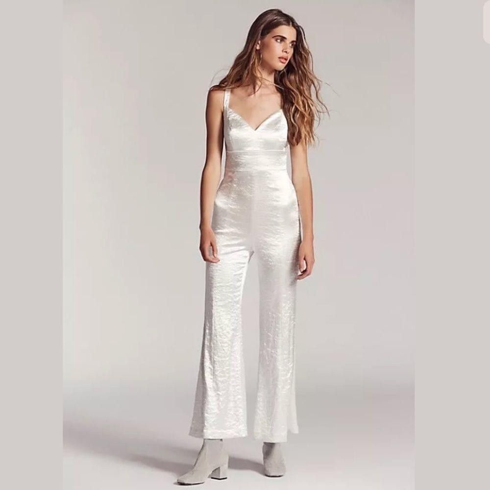 Free People Free People silver Crush Jumpsuit size 2 Size 26" / US 2 / IT 38 - 1 Thumbnail