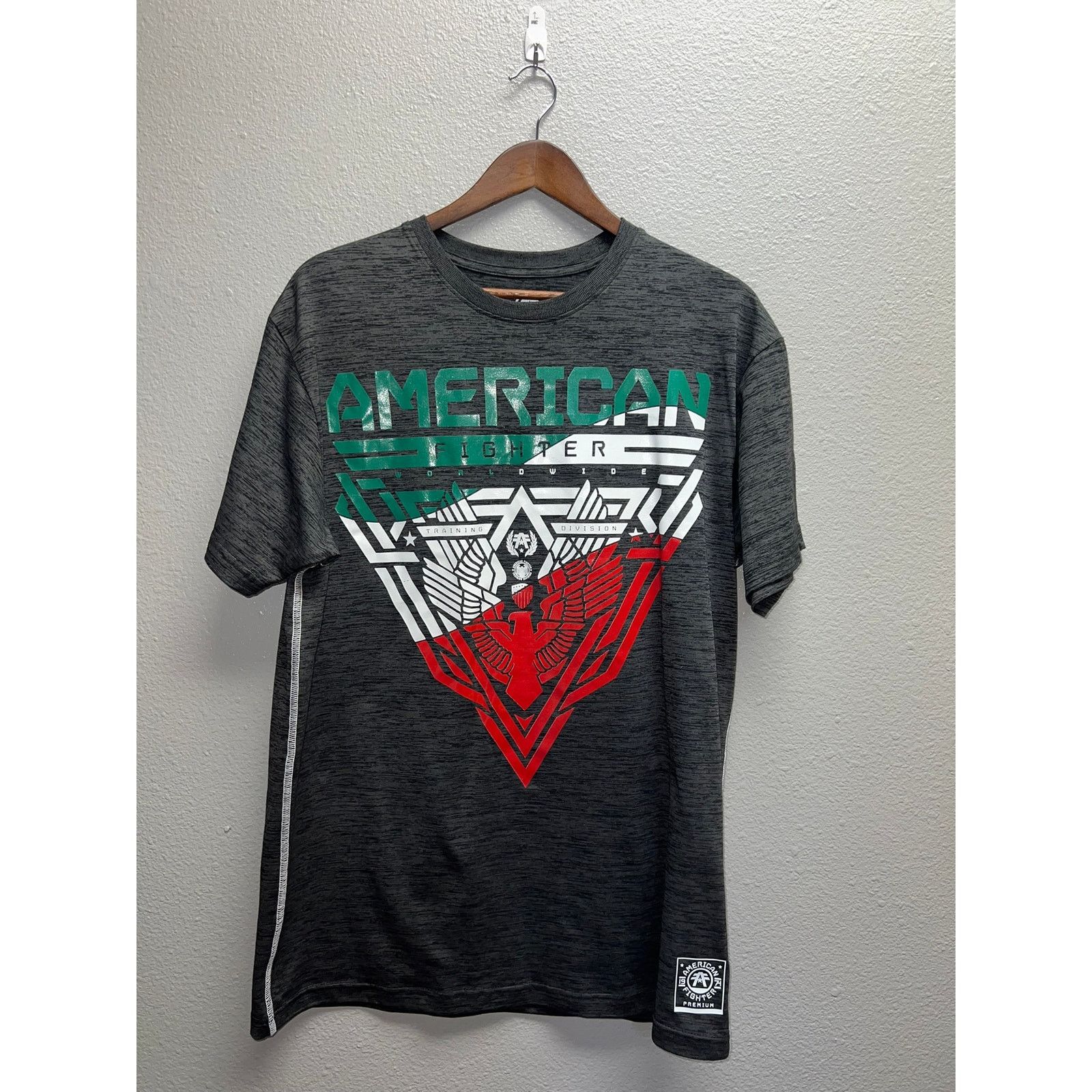 American Apparel American Fighter Shirt Fullerton Gray Red Tee Y2K 2000s Size US L / EU 52-54 / 3 - 1 Thumbnail