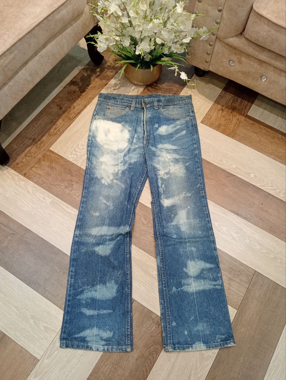 Levi's Vintage Clothing VINTAGE LEVI'S ORANGE TAB BLEACH FLARED JEANS Size US 33 - 1 Thumbnail