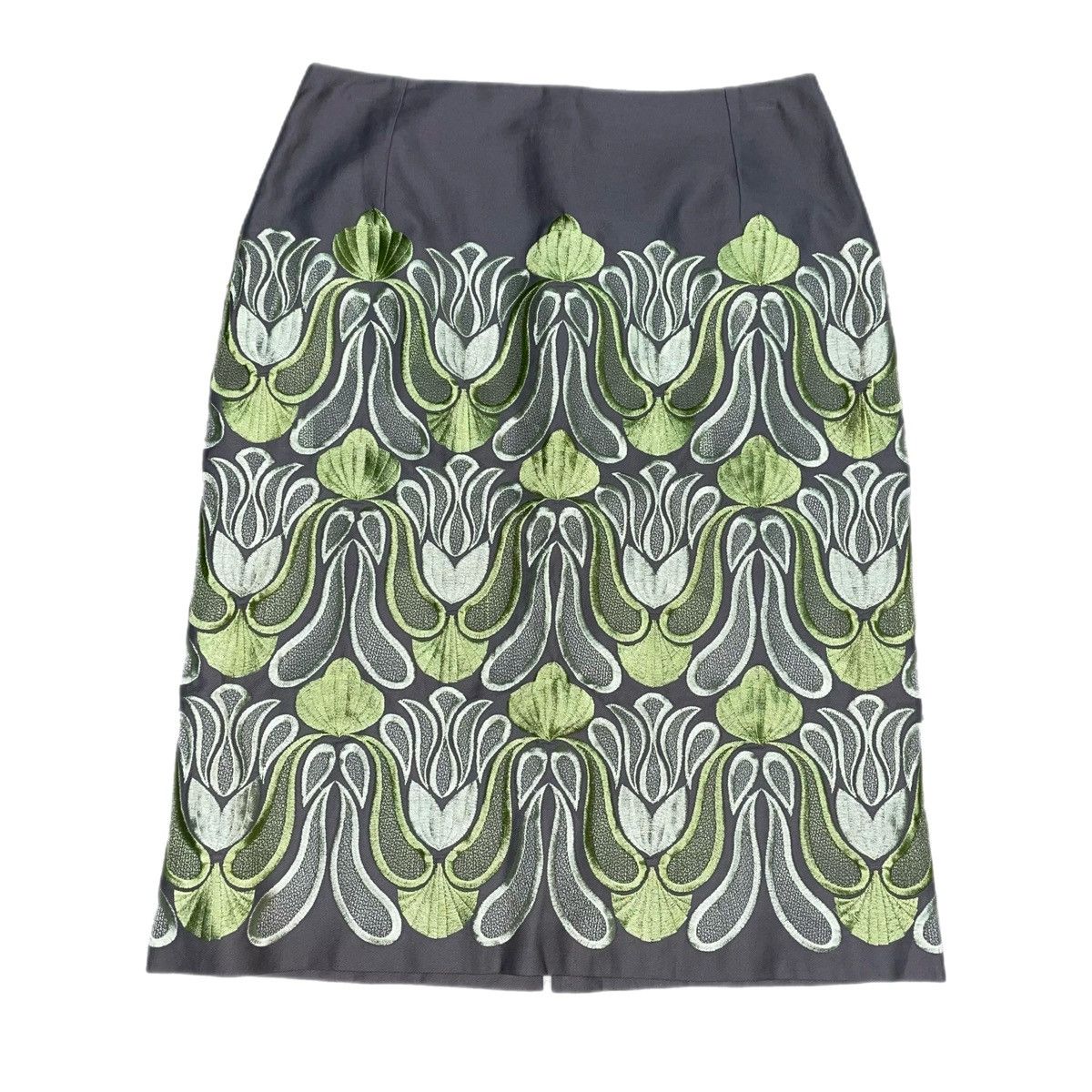 image of Dries Van Noten Embroidery Viscose Skirt in Green, Women's (Size 26)