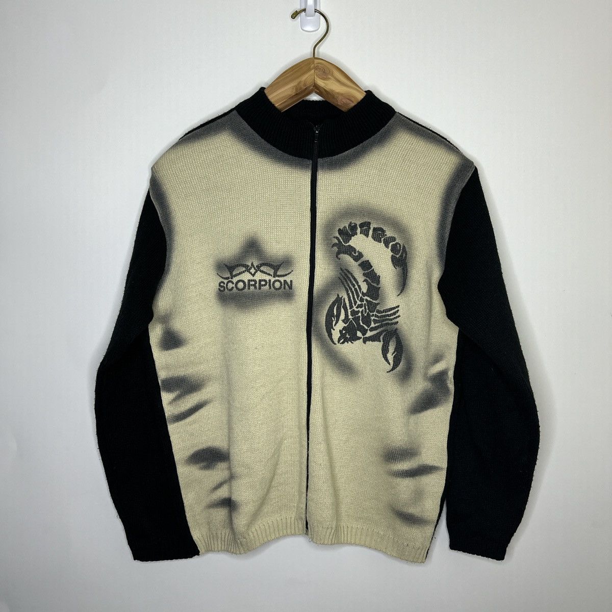 image of Diesel x If Six Was Nine Japan Scorpion Knit Rib Painted Sweater in Black, Men's (Size Medium)