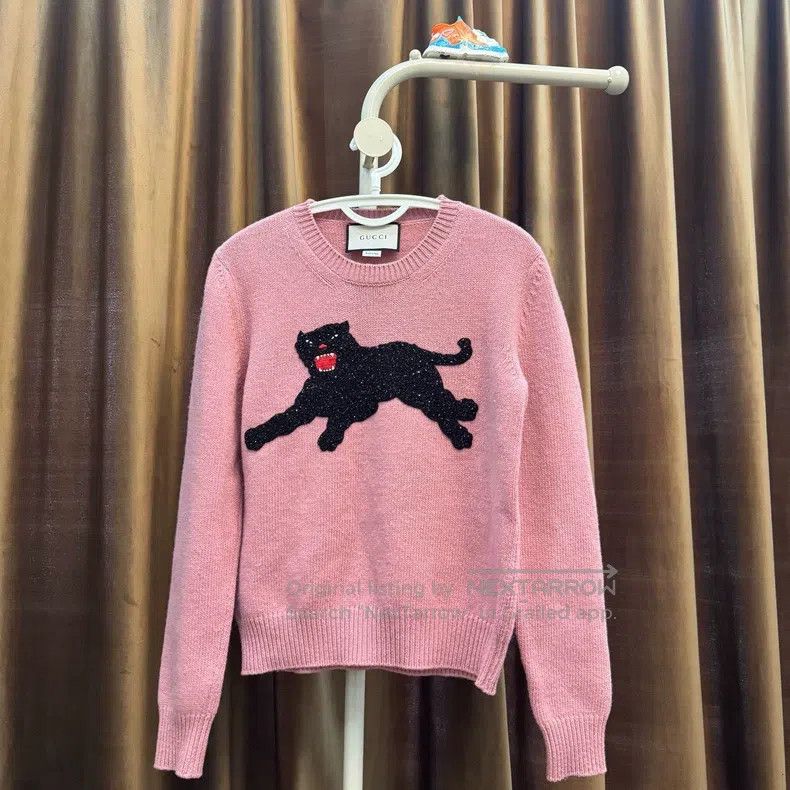 Gucci Gucci Pink sweater kitten pattern sweater Size S / US 4 / IT 40 - 1 Thumbnail