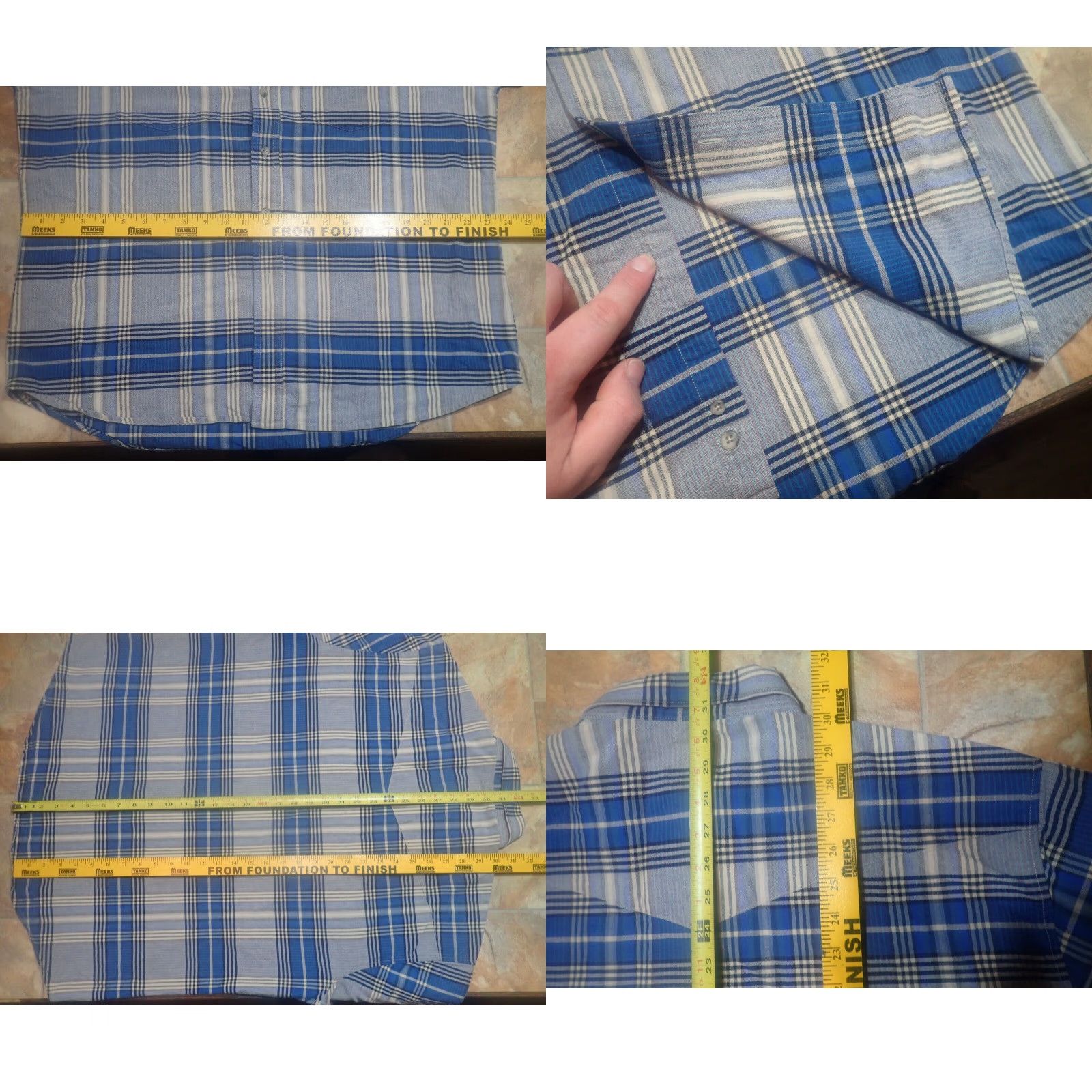 Wrangler VINTAGE Wrangler Plaid Button-Down Shirt Wrangler Blue Plaid Cowboy Mens Cotton Flannel Shirt XL Size US XL / EU 56 / 4 - 8 Thumbnail