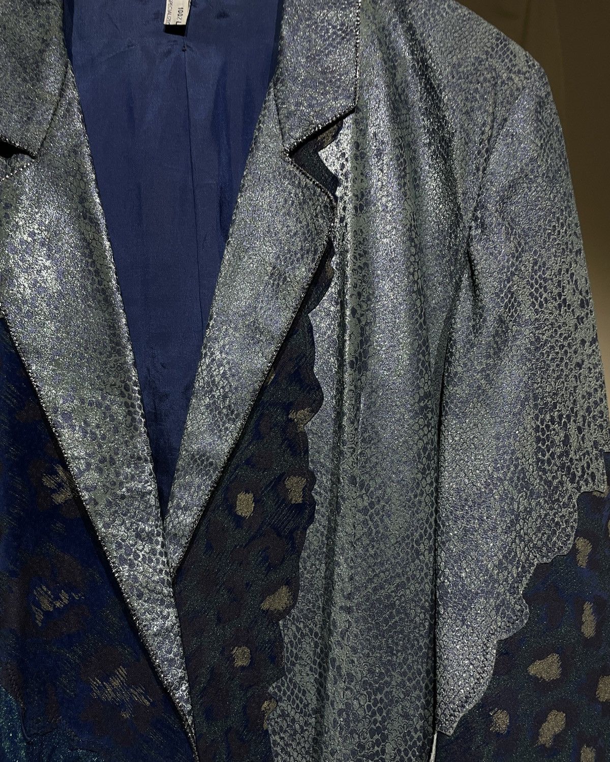 Roberto Cavalli 80-90s roberto cavalli -Handpainted Leather Patchwork Jacket Size US L / EU 52-54 / 3 - 5 Thumbnail