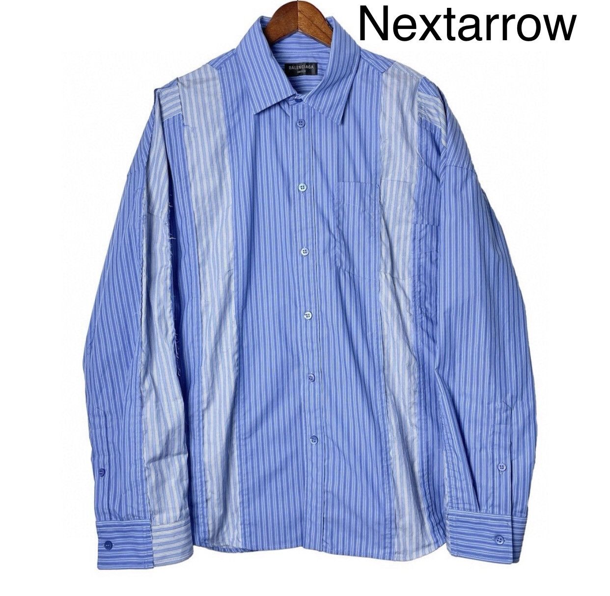 Balenciaga FW23 striped color blocked long sleeved shirt