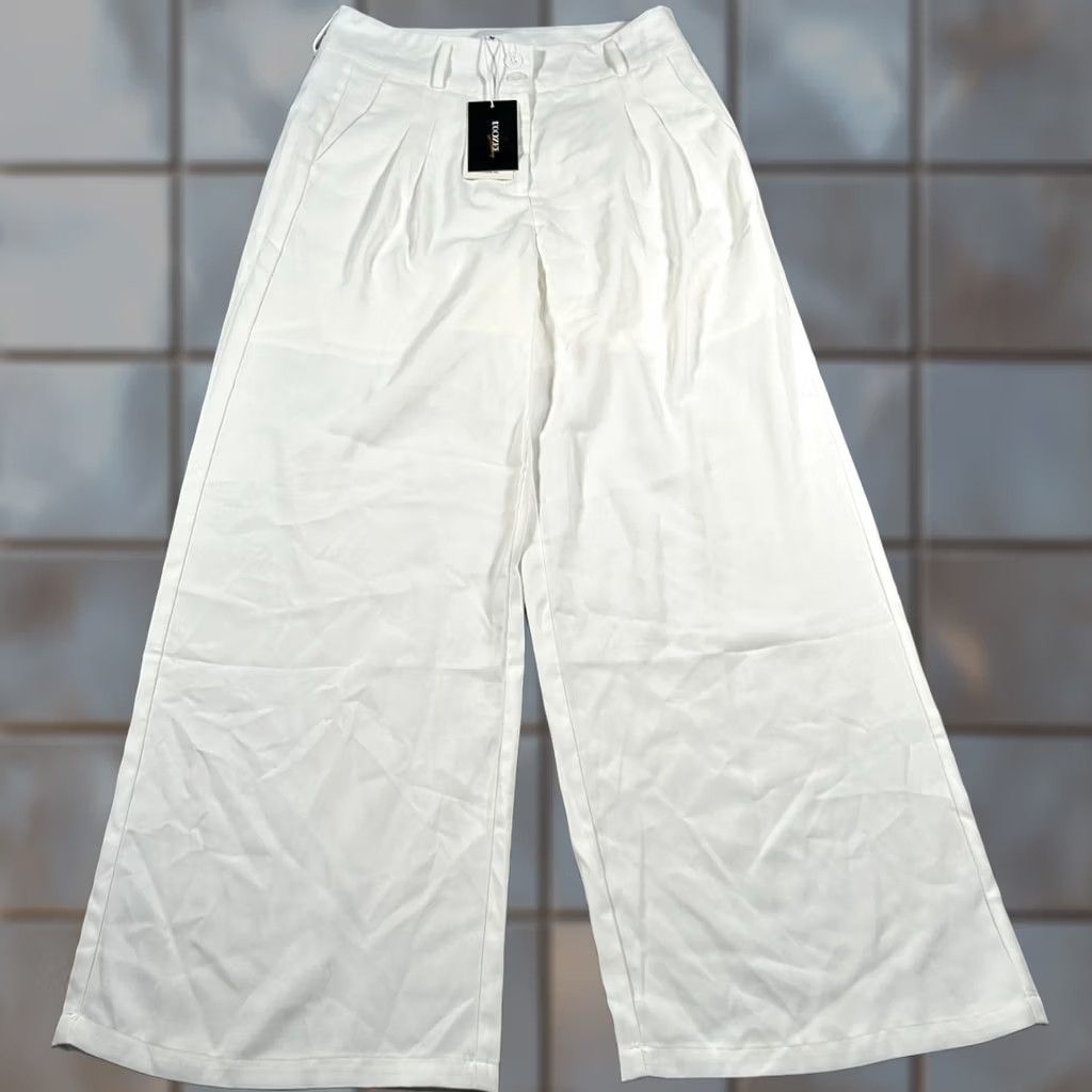 Vintage Uoozee Pants Womens Medium 28x29 White High Rise Wide Leg Casual Trousers NWT Size 32" / US 10 / IT 46 - 1 Thumbnail