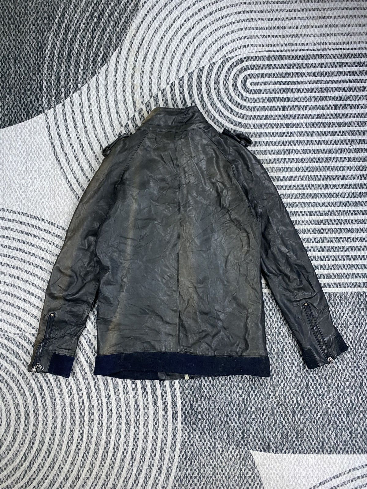 If Six Was Nine Bounce Over Multipocket Punk Acid Wash Leather Jacket Size US S / EU 44-46 / 1 - 2 Thumbnail