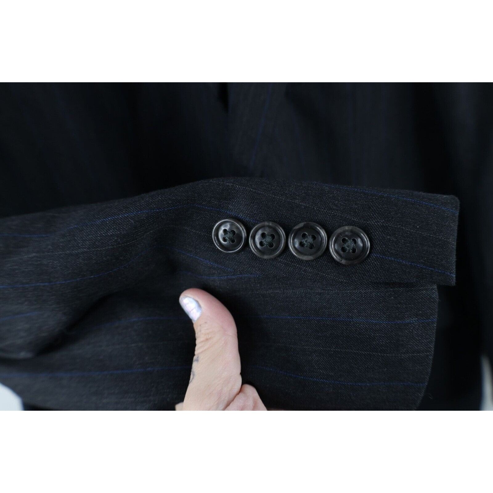 Stafford × Vintage New Stafford Pinstriped Wool Cashmere 2 Button Suit Jacket Size US L / EU 52-54 / 3 - 9 Thumbnail