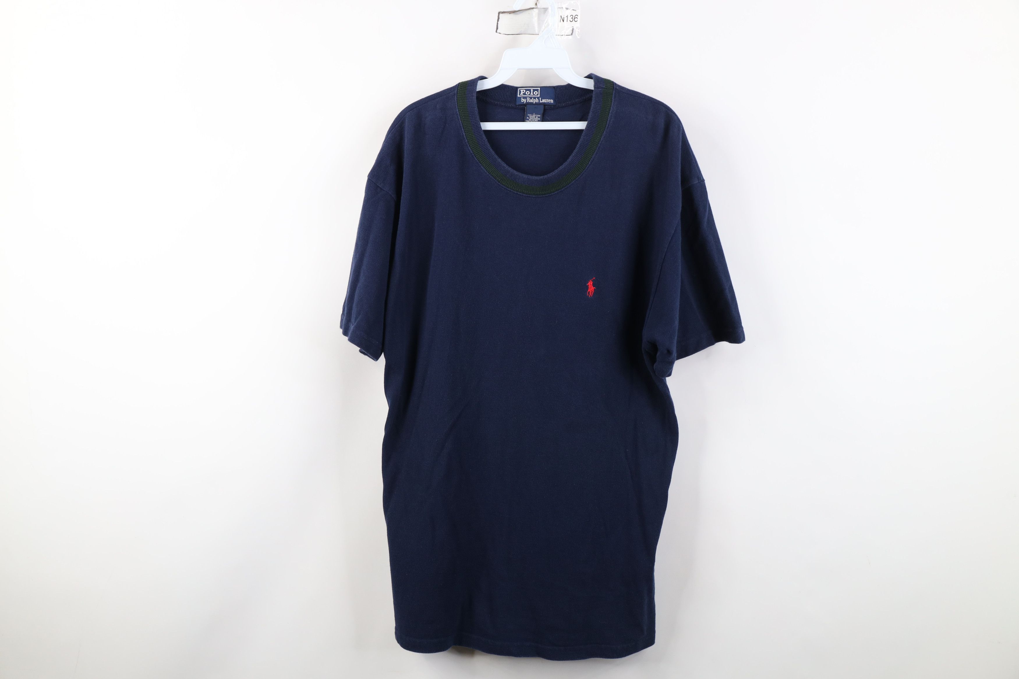 Ralph Lauren Vintage 90s Ralph Lauren Cotton Knit Striped T-Shirt Blue Size US L / EU 52-54 / 3 - 1 Thumbnail