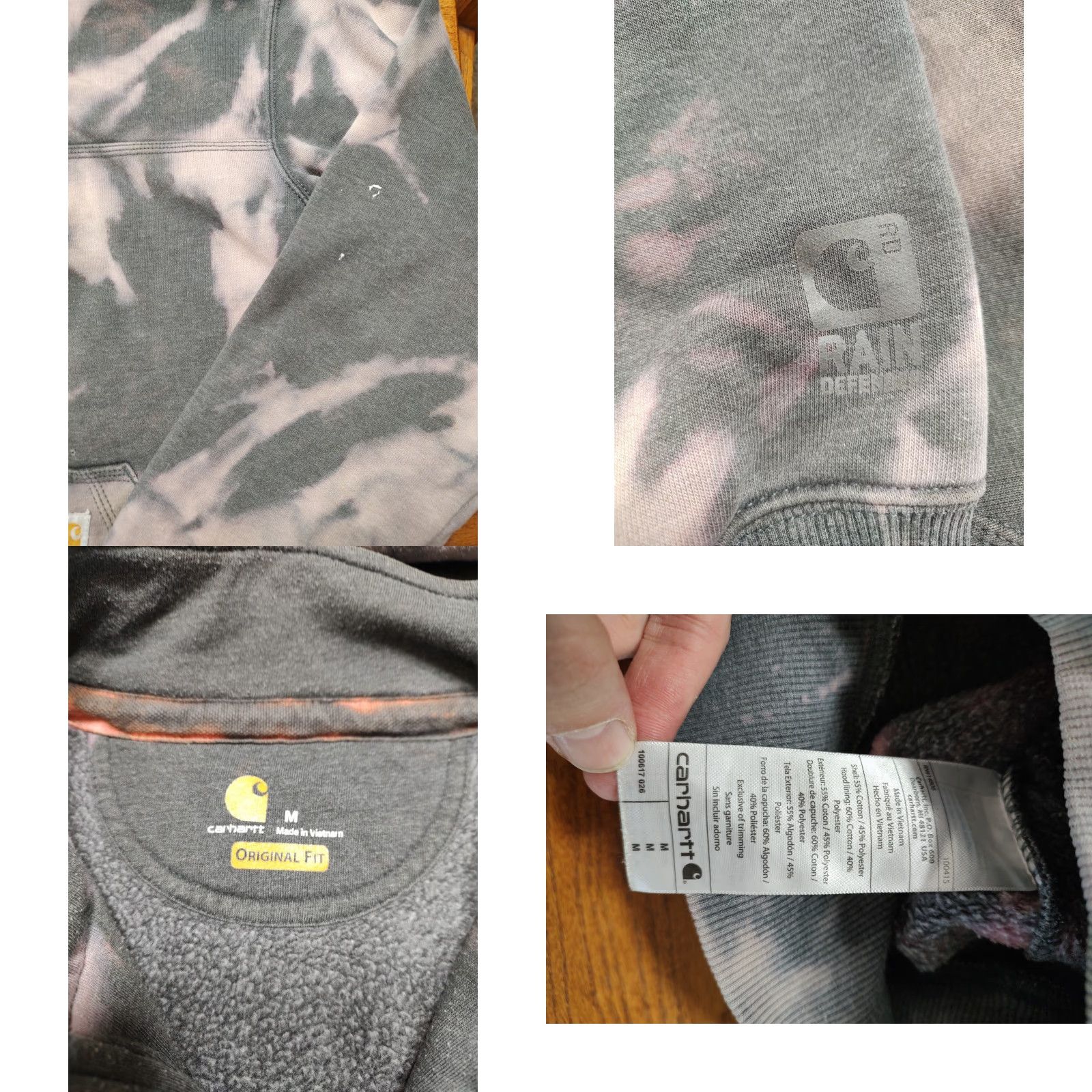 Carhartt VINTAGE Carhartt Victory Mens Tag M Gray 1/4 Zip Hoodie Sweatshirt Acid Wash Tie Dye Size US M / EU 48-50 / 2 - 8 Thumbnail