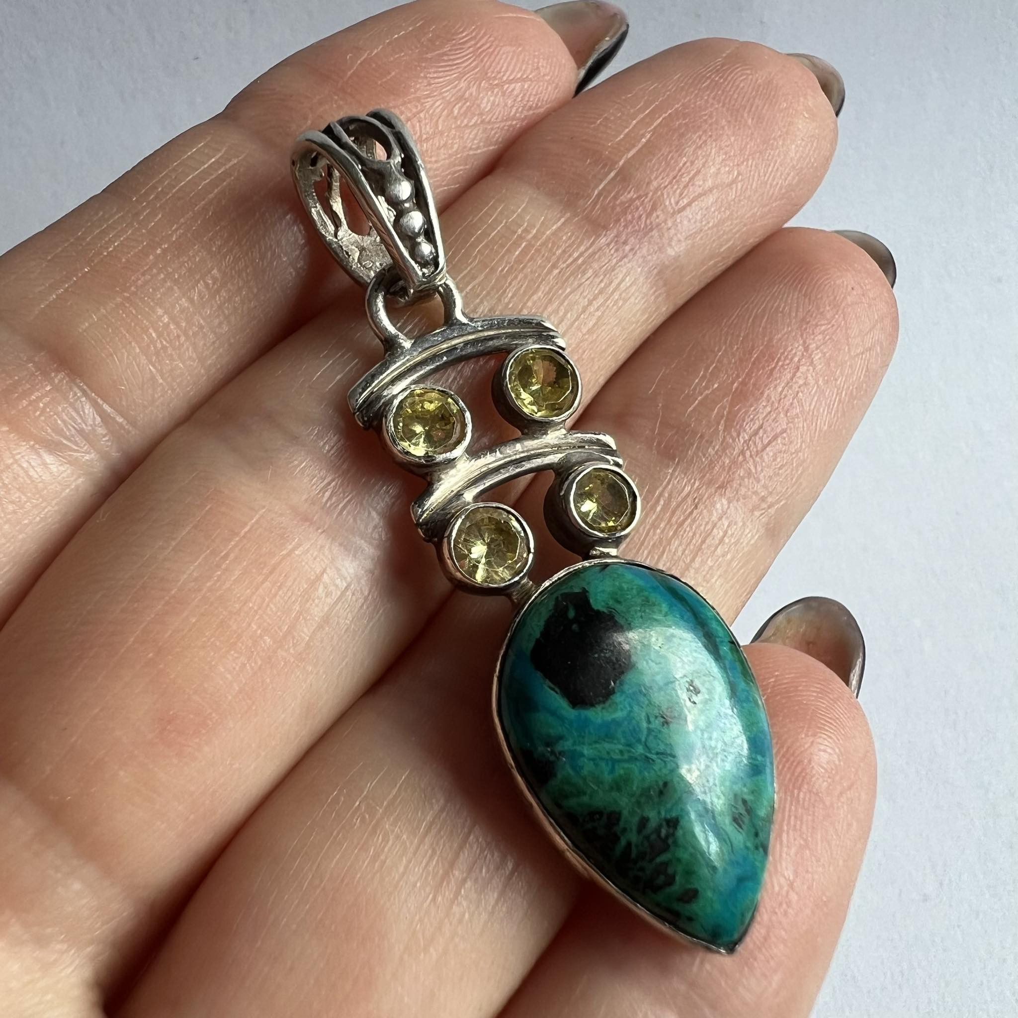 Vintage Vintage Sterling Silver 925 Women's Pendant Turquoise Marked Size ONE SIZE - 3 Thumbnail