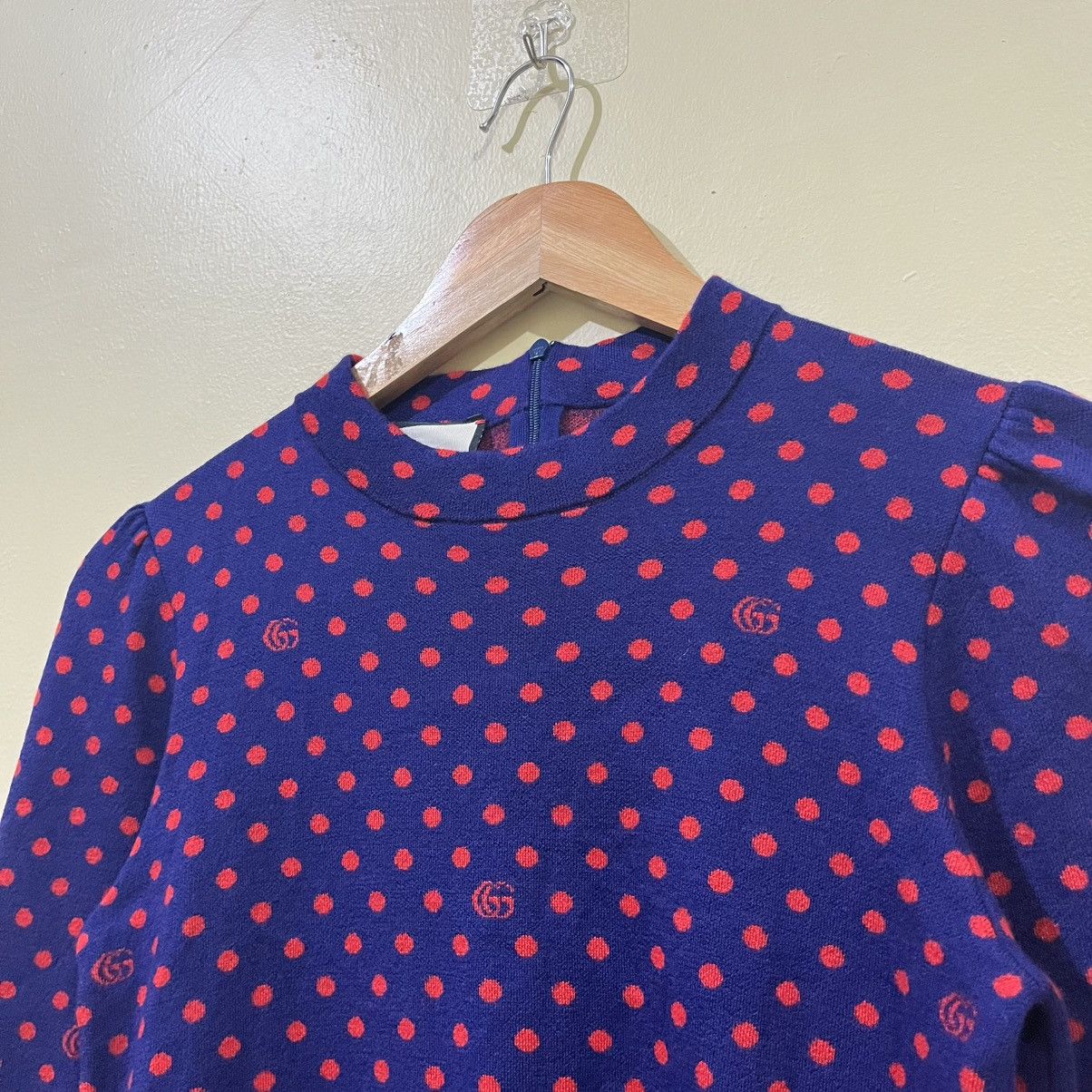 Gucci GUCCI POLKA DOT AND DOUBLE G WOOL DRESS IN BLUE Size M / US 6-8 / IT 42-44 - 6 Thumbnail