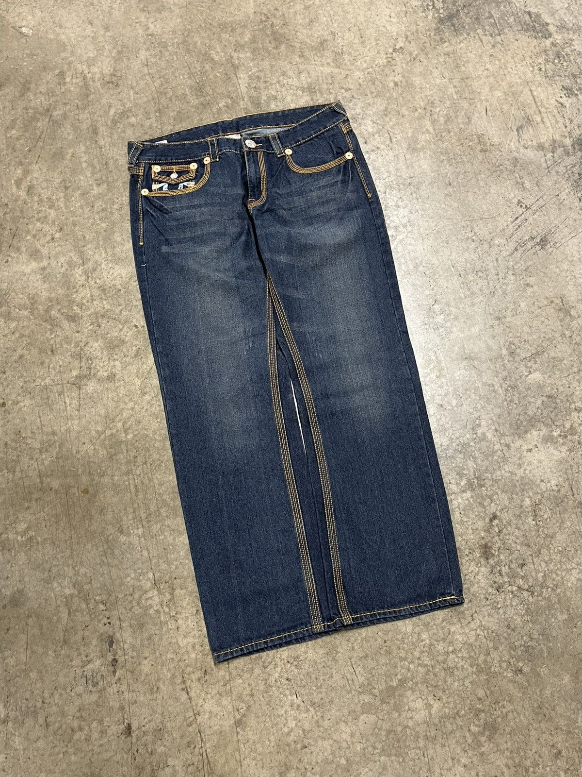 True Religion × Vintage True religion baggy fit denim wide leg skater streetwear Size US 38 / EU 54 - 8 Thumbnail