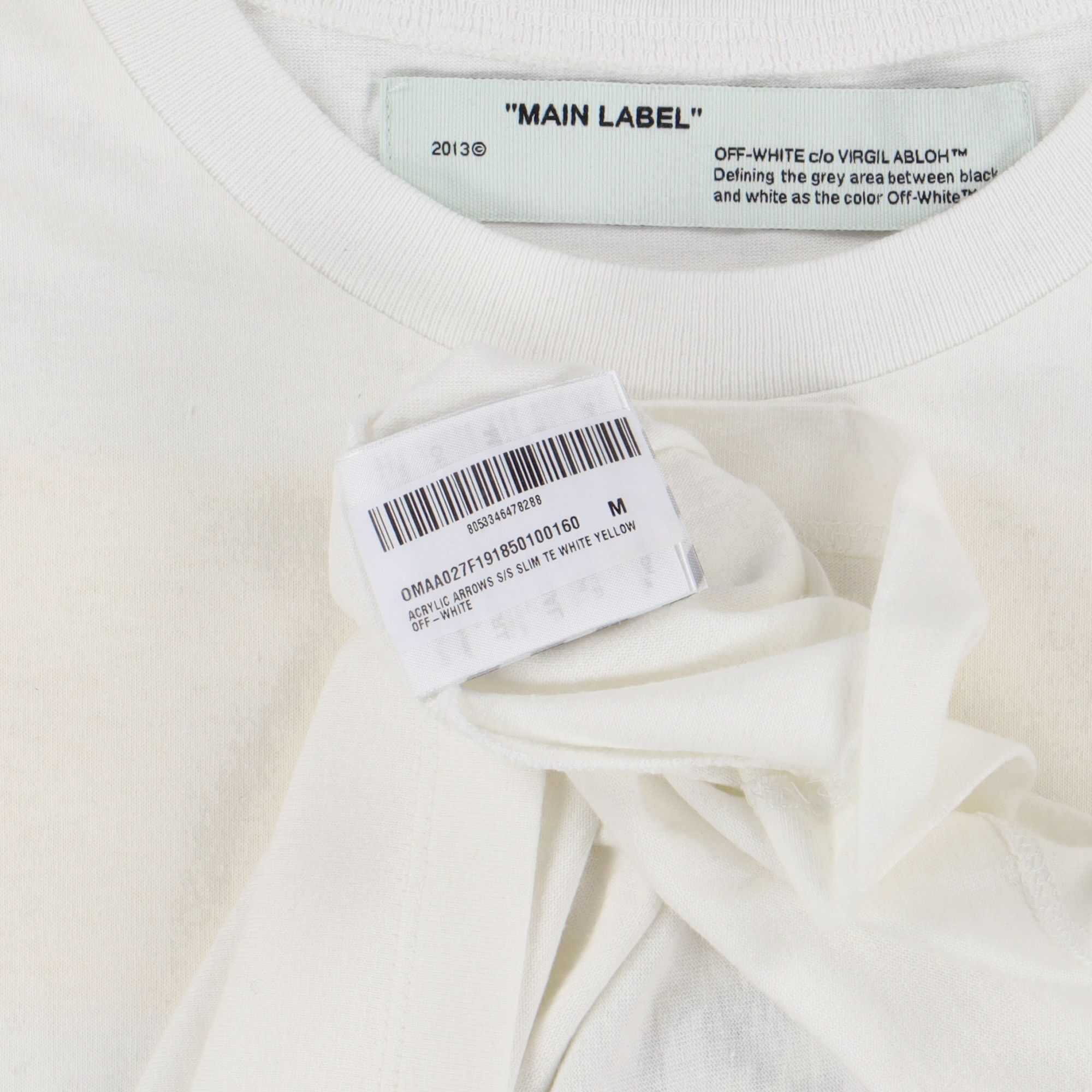 Off-White White and Yellow Acrylic Arrows Logo T-Shirt Size M / US 6-8 / IT 42-44 - 7 Thumbnail