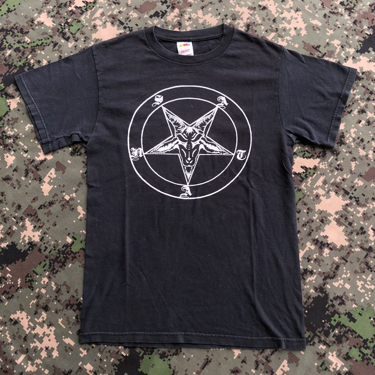 Band Tees × Vintage Vtg Satan Sigil Of Baphomet Pentagram Tshirt Size US S / EU 44-46 / 1 - 2 Thumbnail