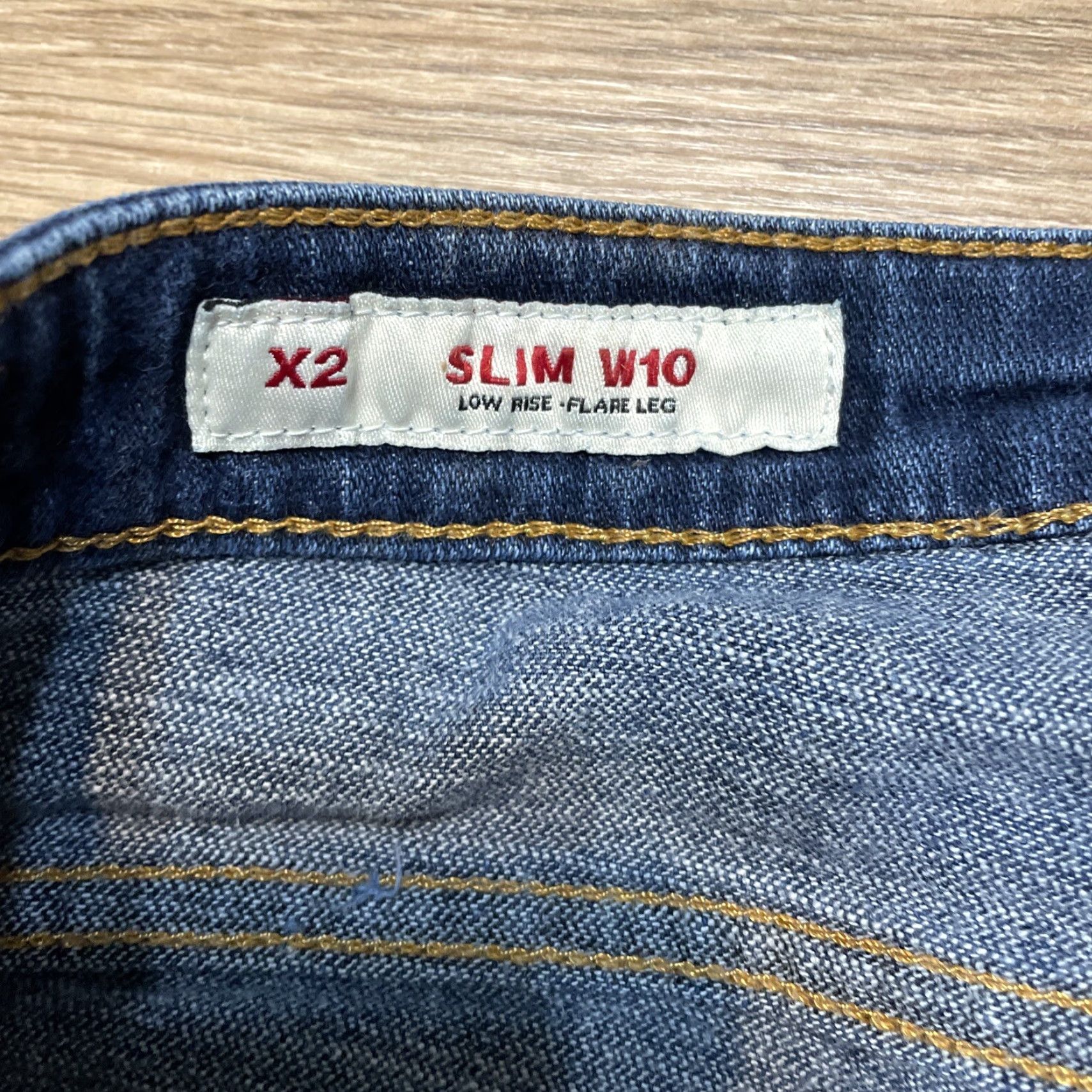 Denime X2 Women’s Low Rise Flare Leg Denim Jeans Size 10 Blue Size 32" / US 10 / IT 46 - 2 Thumbnail