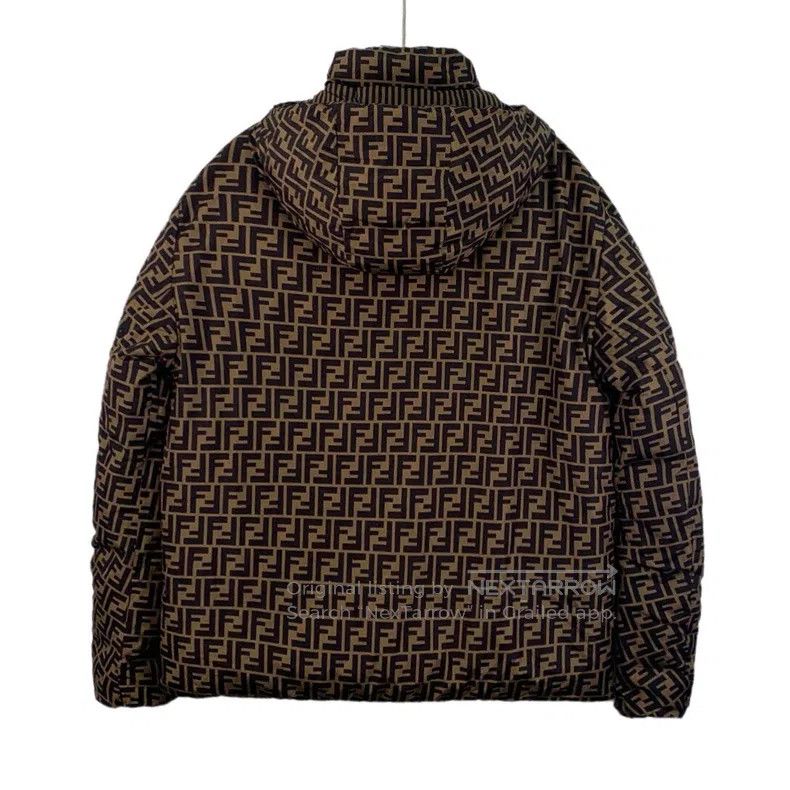 Fendi Fendi Dark brown logo letter all-over print striped hooded Size US XL / EU 56 / 4 - 2 Thumbnail