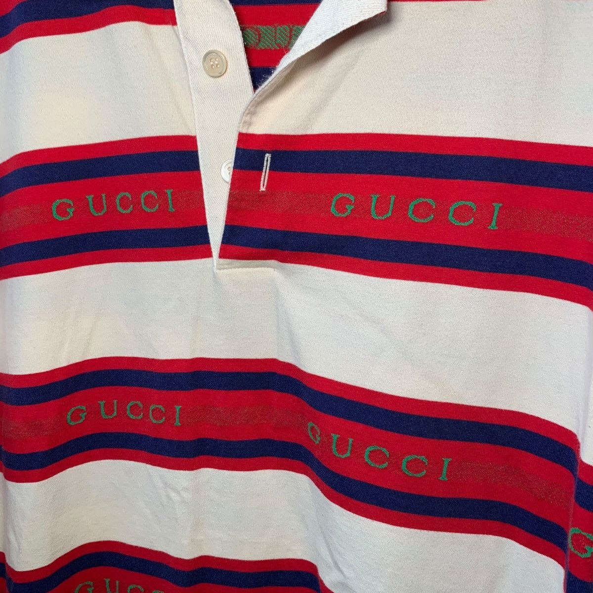 Gucci Gucci Striped Polo Shirt Beige Red Medium Size US M / EU 48-50 / 2 - 4 Thumbnail