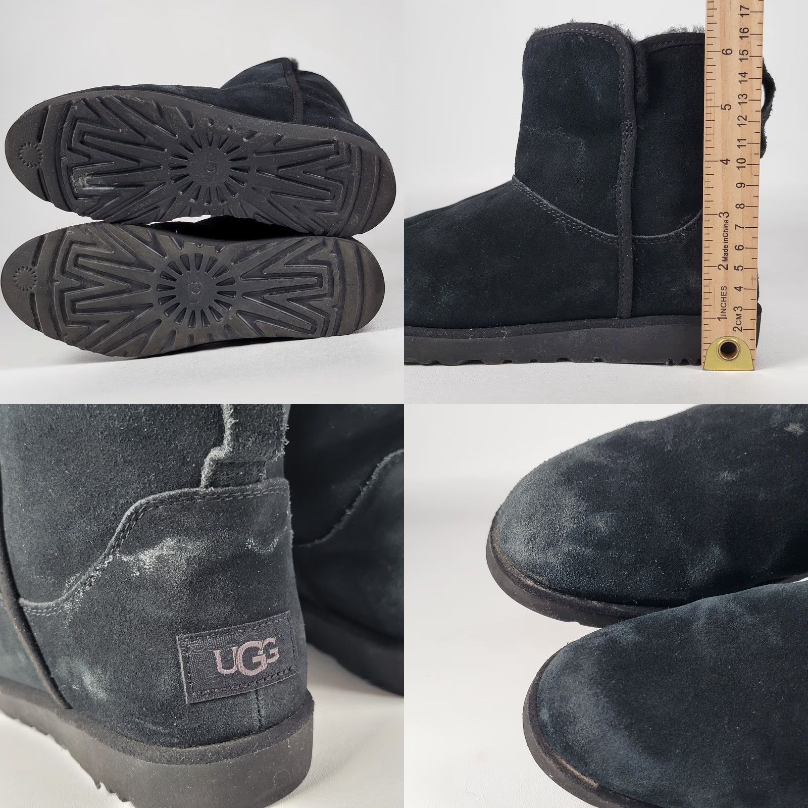 Ugg UGG Cory II Distressed Black Suede Women's Size 7 Boots Flat Heel Round Toe Casual Travel Shearling Lined Cushioned Comfort Snug Suede Upper Size US 5 / IT 35 - 8 Thumbnail