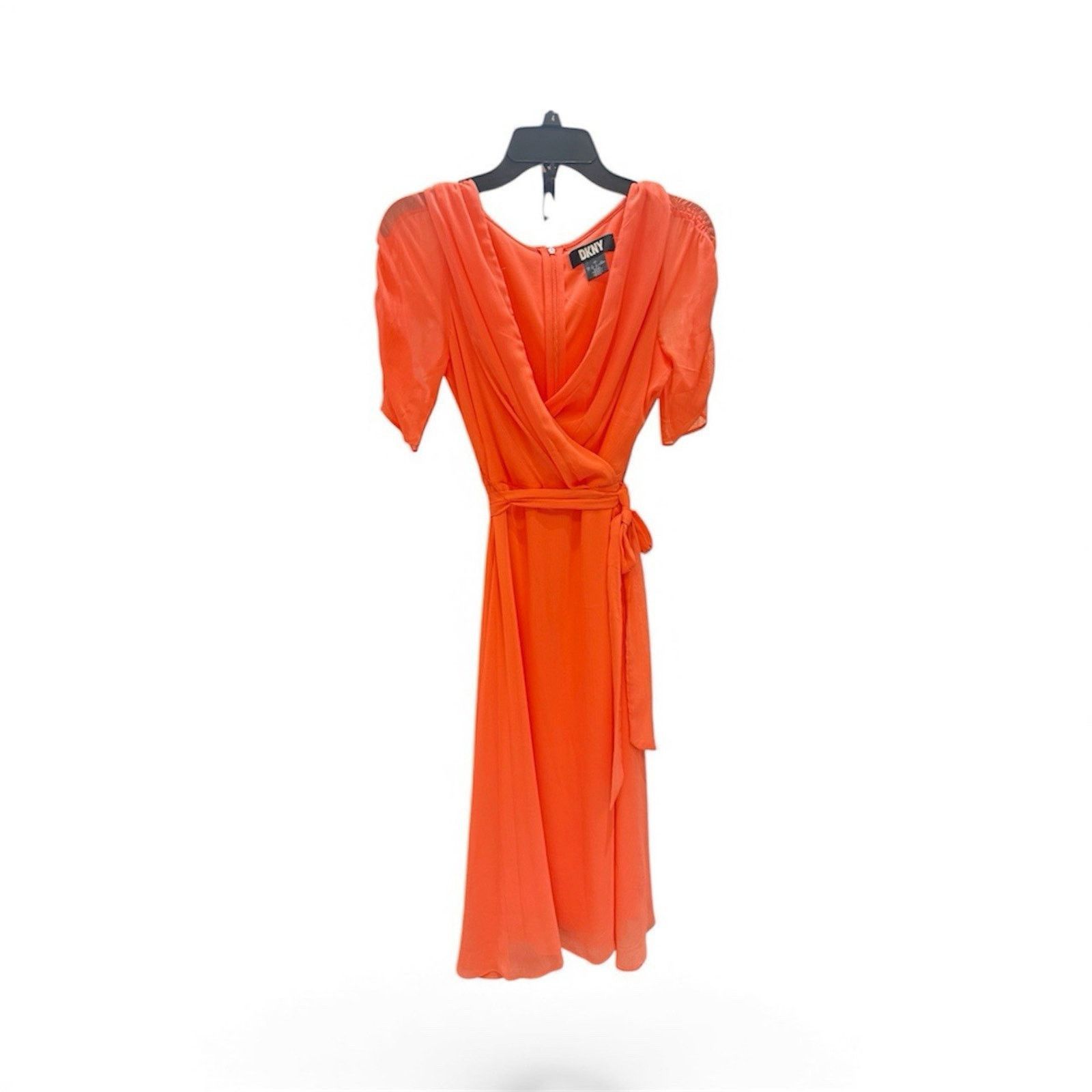 DKNY DKNY Women's Coral Wrap Dress with Ruched Sleeves Size 4 Size S / US 4 / IT 40 - 7 Thumbnail