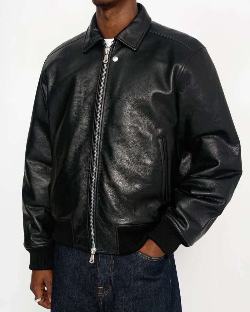 Stussy Flight Leather Jacket Size US M / EU 48-50 / 2 - 2 Thumbnail