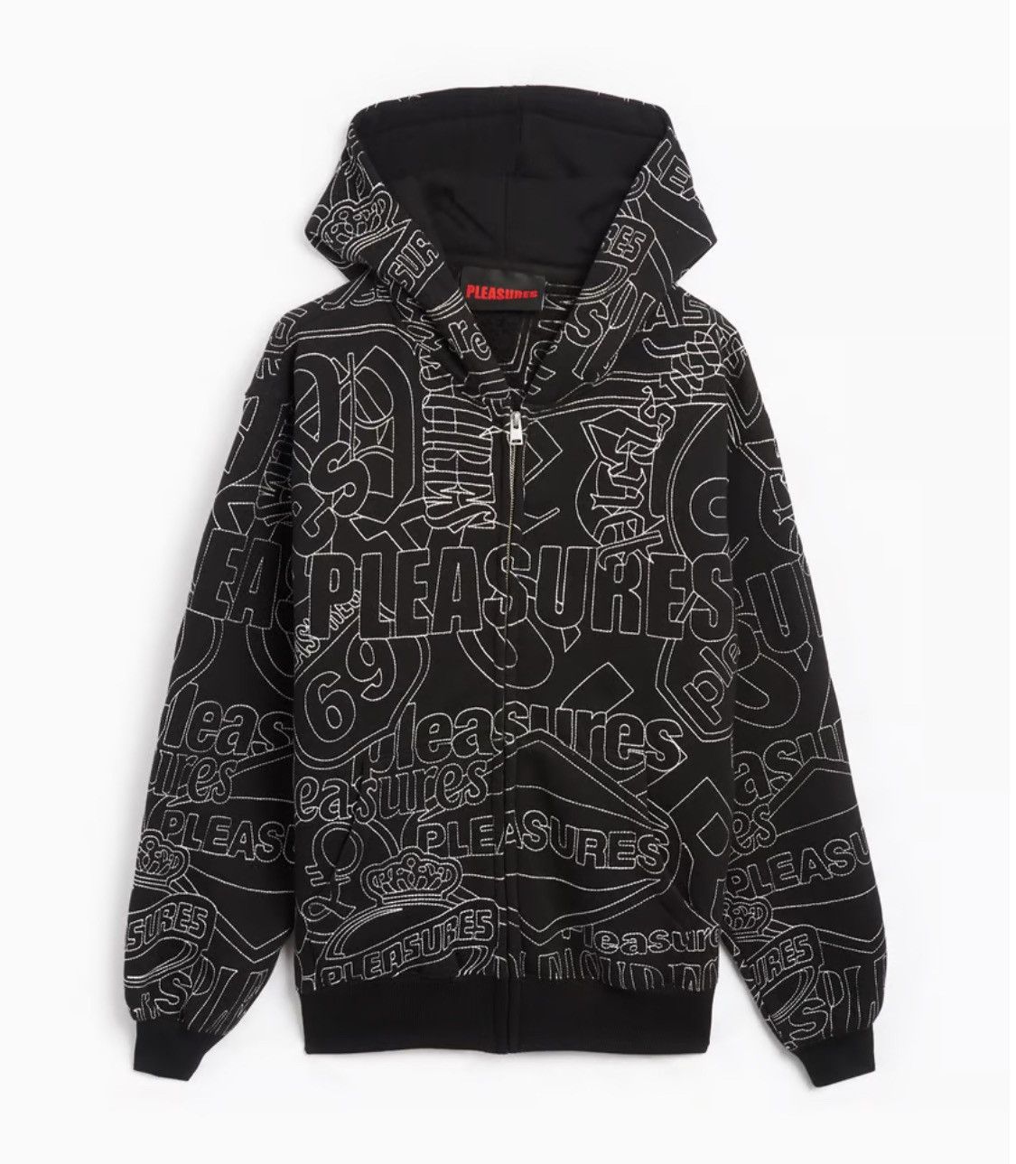 image of Pleasures Signal Zip Hoodie in Black, Men's (Size 2XL)