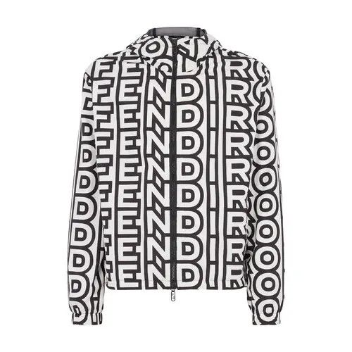 o1loc1c0824 Cagoule in Black/White