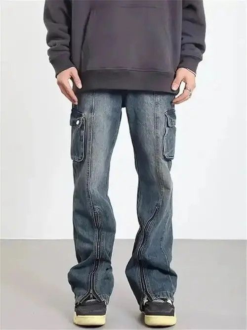Japanese Brand × Jean Button Zipper Pocket Slit Straight Jeans Size US 33 - 3 Thumbnail