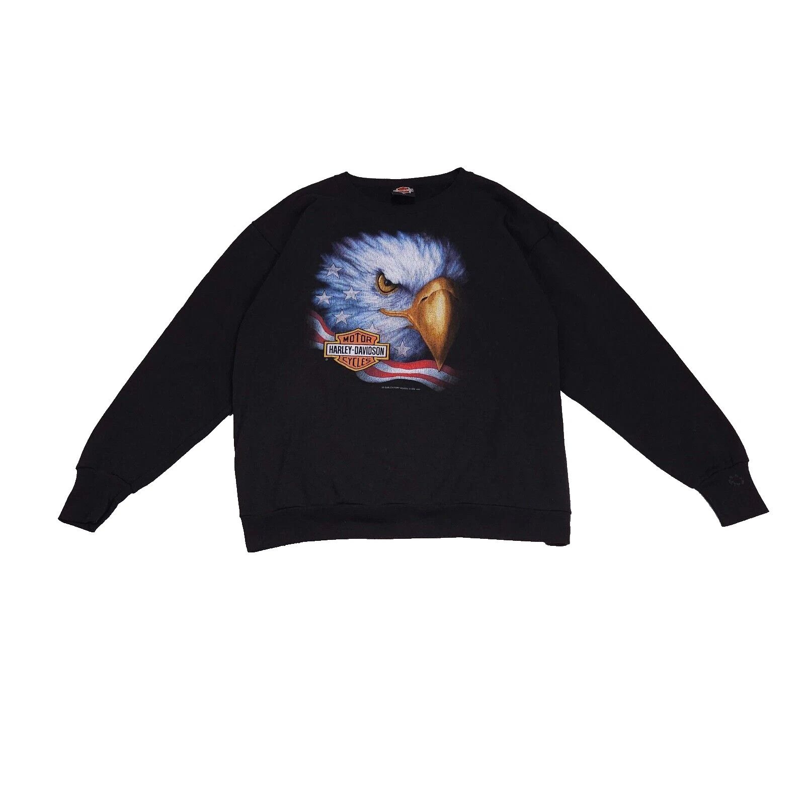 Vintage Harley Davidson 3D Emblem Cut Sleeves Crewneck 80s