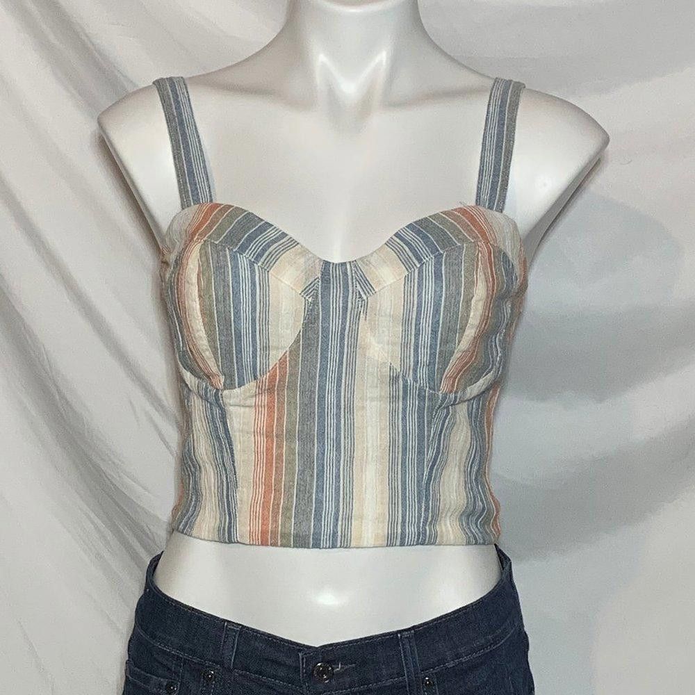 Designer Charlotte Russe Striped Cropped Top, Size Small Size S / US 4 / IT 40 - 1 Thumbnail