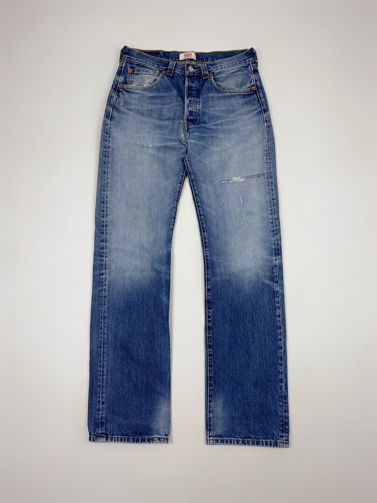 Levi's Y2K Distressed Levi’s 501 Washed Denim Pants 31X34 Size US 31 - 3 Thumbnail