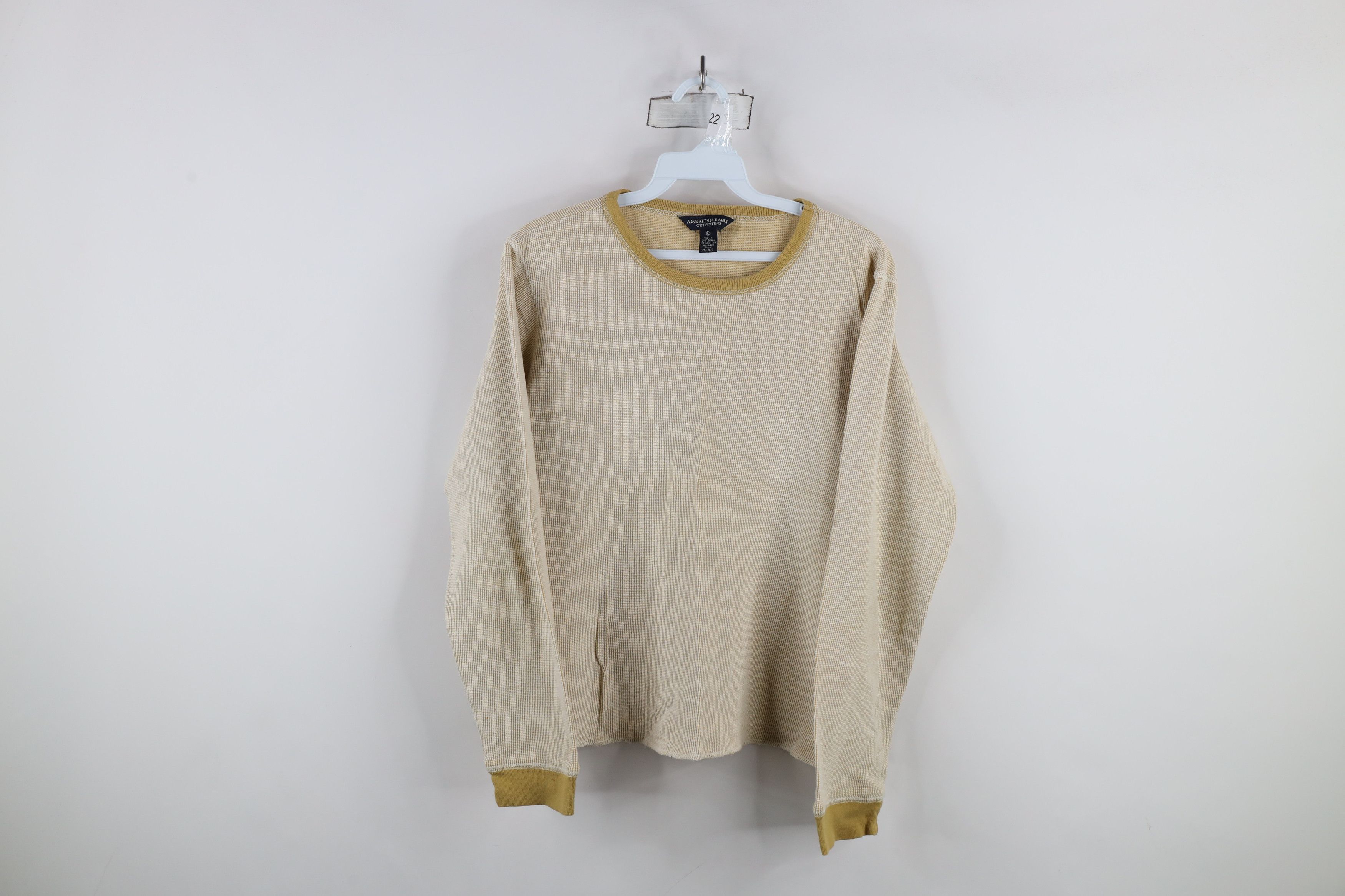 American Eagle Outfitters × Vintage Vintage 90s Y2K American Eagle Waffle Knit T-Shirt Yellow Size L / US 10 / IT 46 - 1 Thumbnail