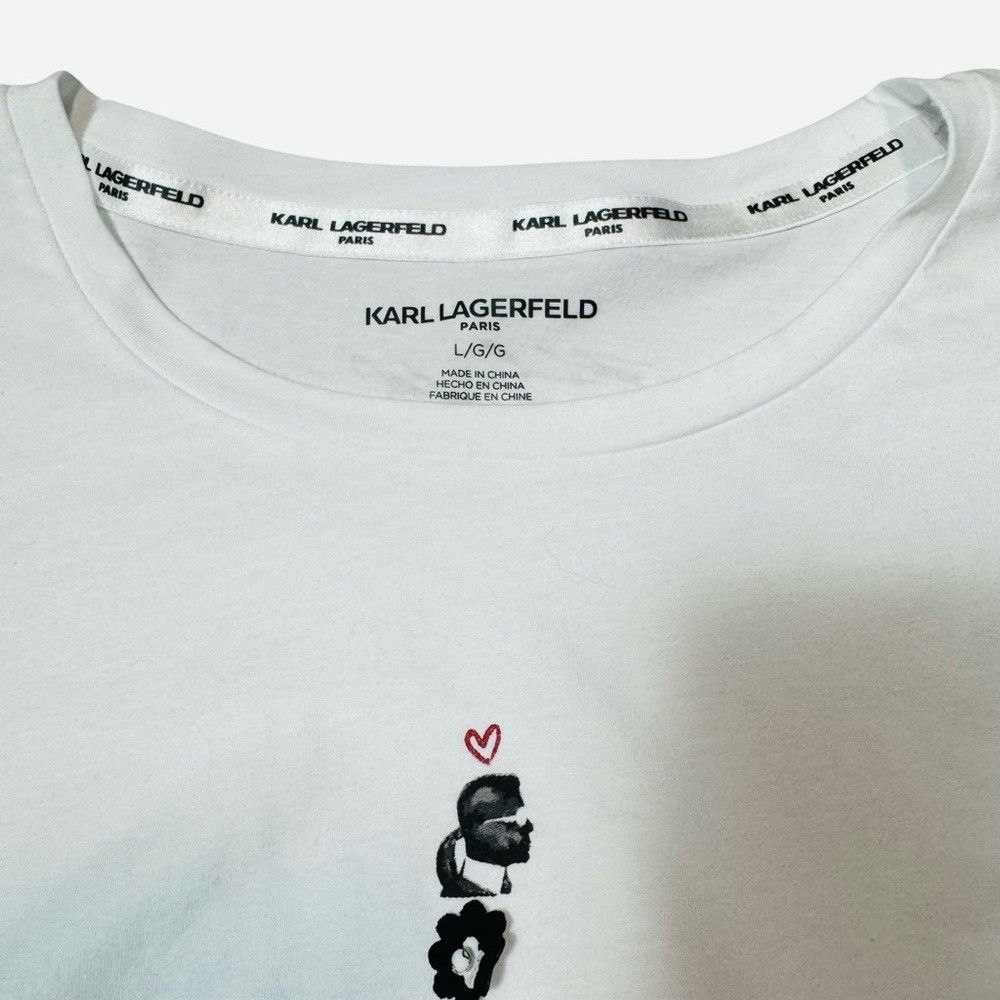 Karl Lagerfeld NWT New Karl Lagerfeld White Eiffel Tower Knot Front Tee Si Size L / US 10 / IT 46 - 5 Thumbnail