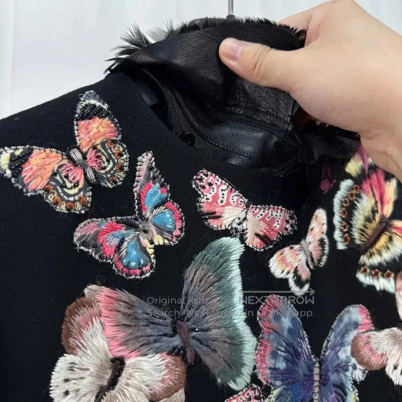 Valentino Valentino Black Wool Blend Embroidered Dress . Size XL / US 12-14 / IT 48-50 - 5 Thumbnail