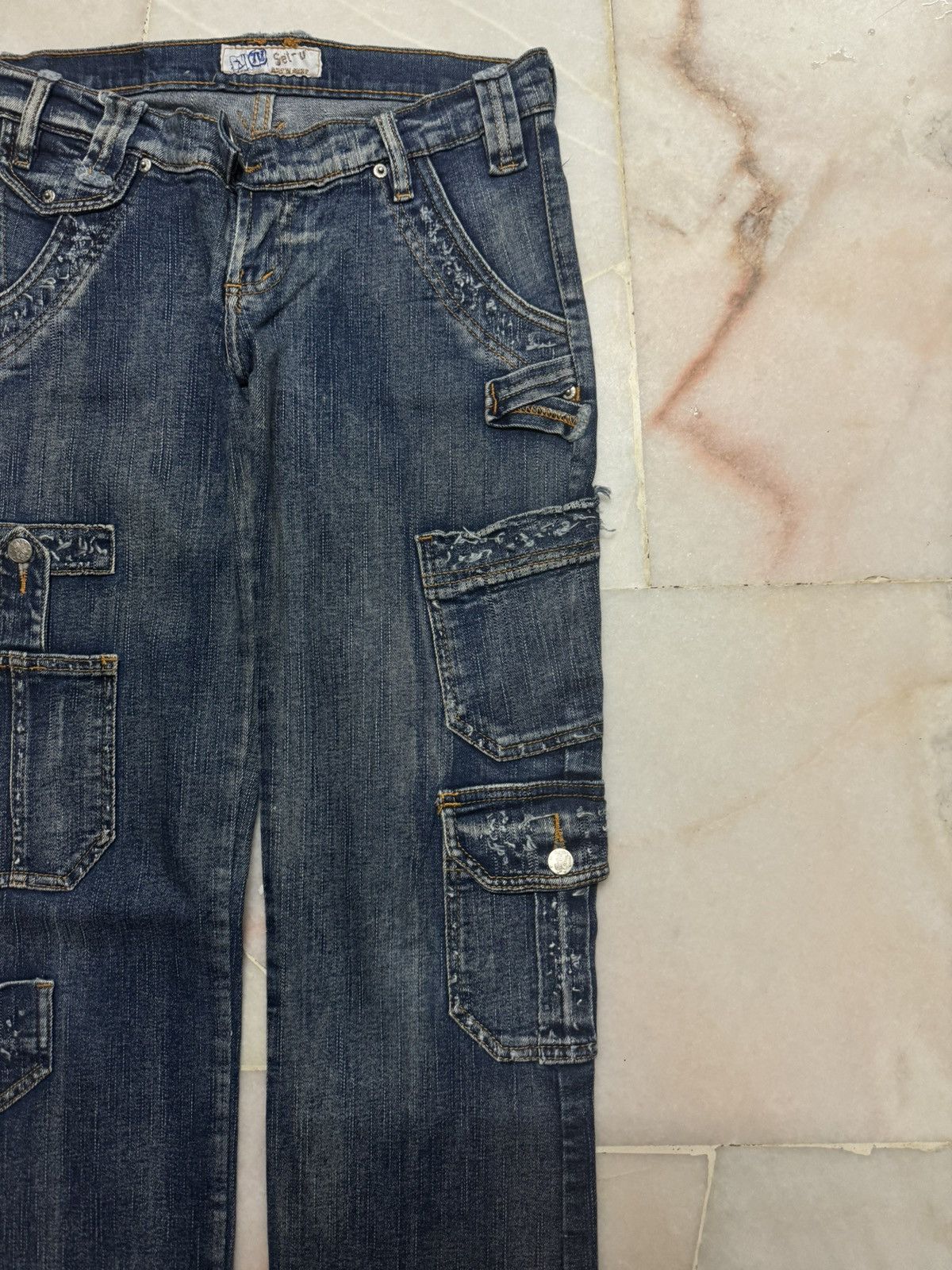 20471120 💥RARE💥JAPANESE CARGO JEANS MULTIPOCKET STYLE WASHED JEAN Size US 28 / EU 44 - 5 Thumbnail