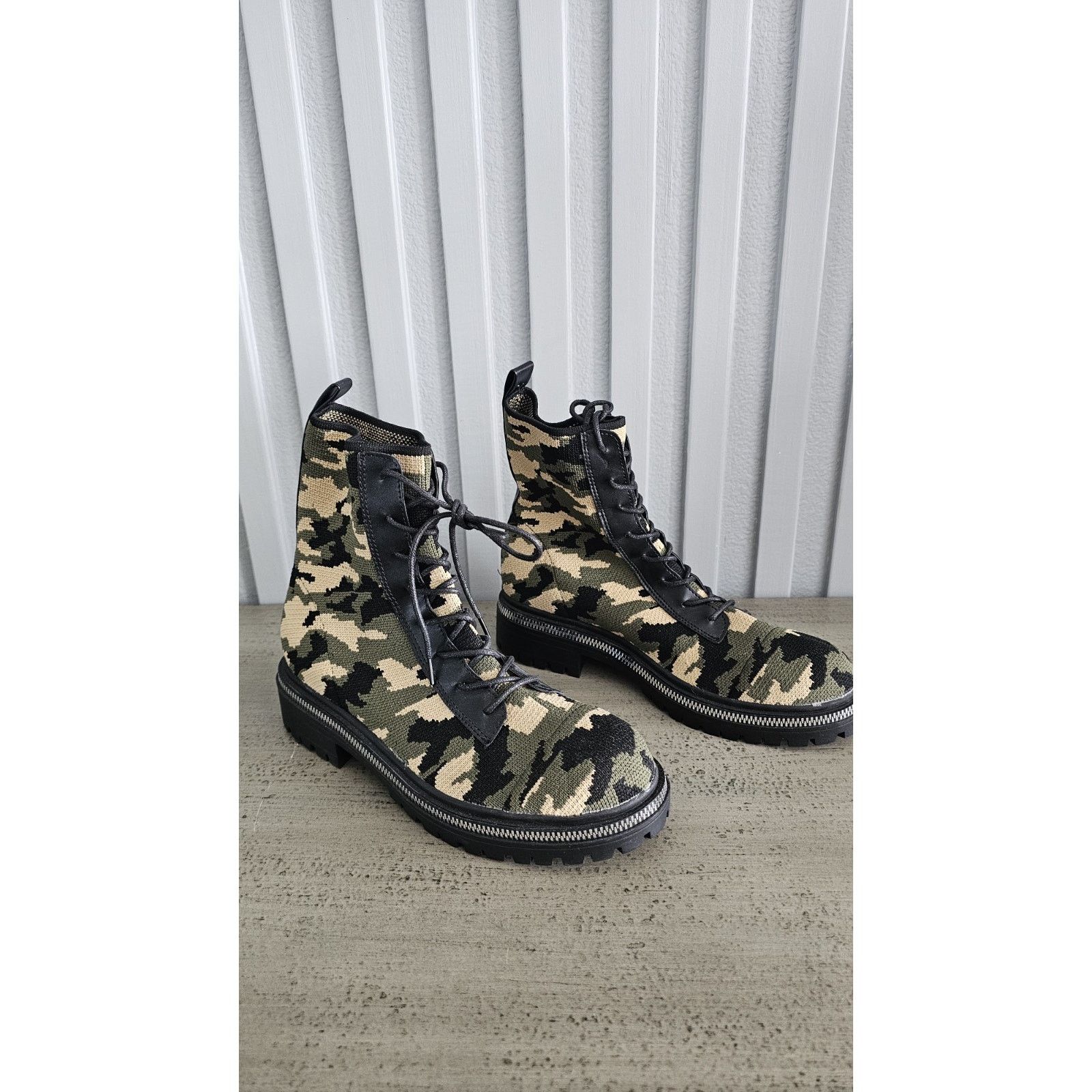 & Other Stories Camouflage Knit Combat Boots , Size 7.5 Size US 7.5 / IT 37.5 - 3 Thumbnail