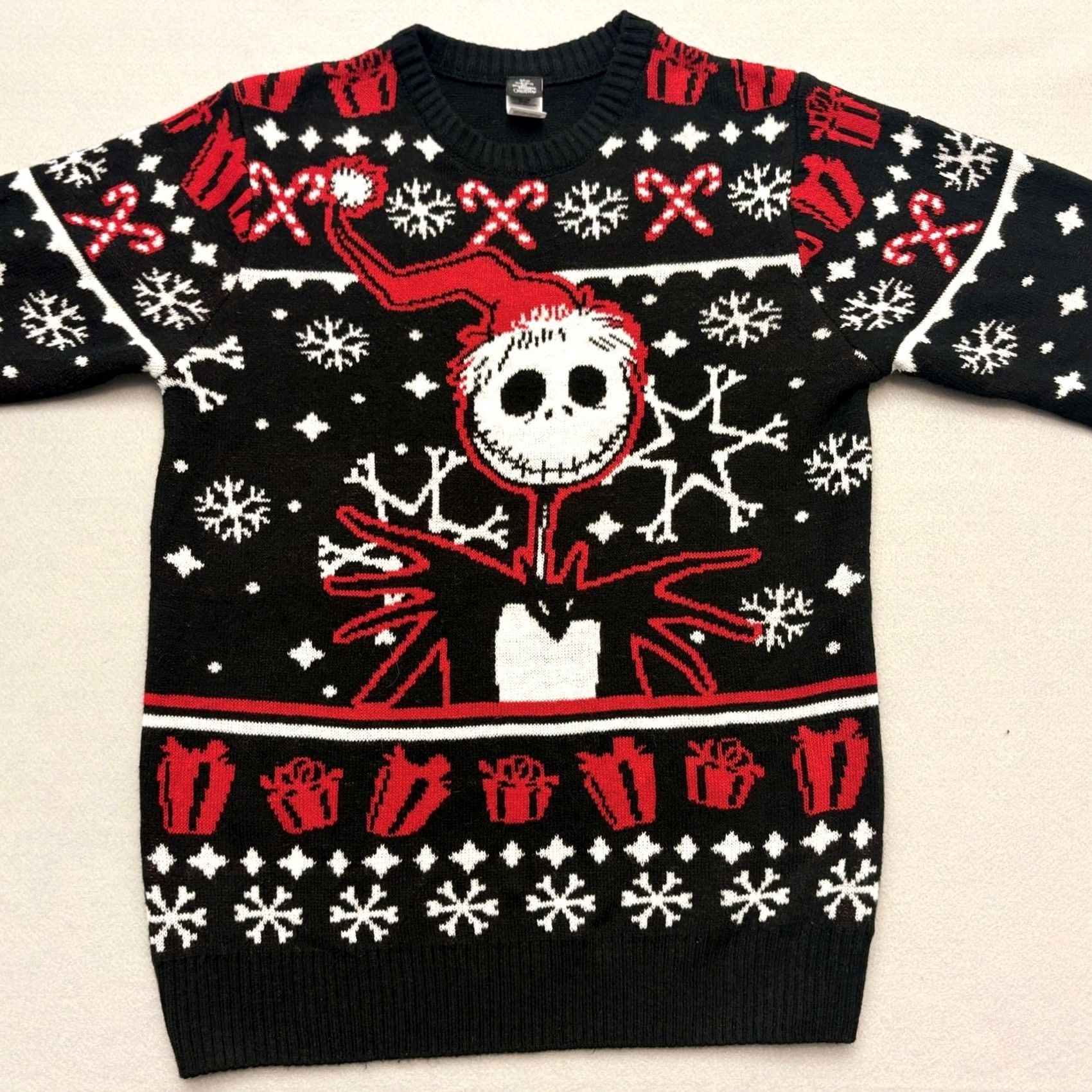Disney Disney Nightmare Before Christmas Jack Skellington Jolly Holiday Sweater L Mens Crew Neck Knit Acrylic Black Size US L / EU 52-54 / 3 - 4 Thumbnail